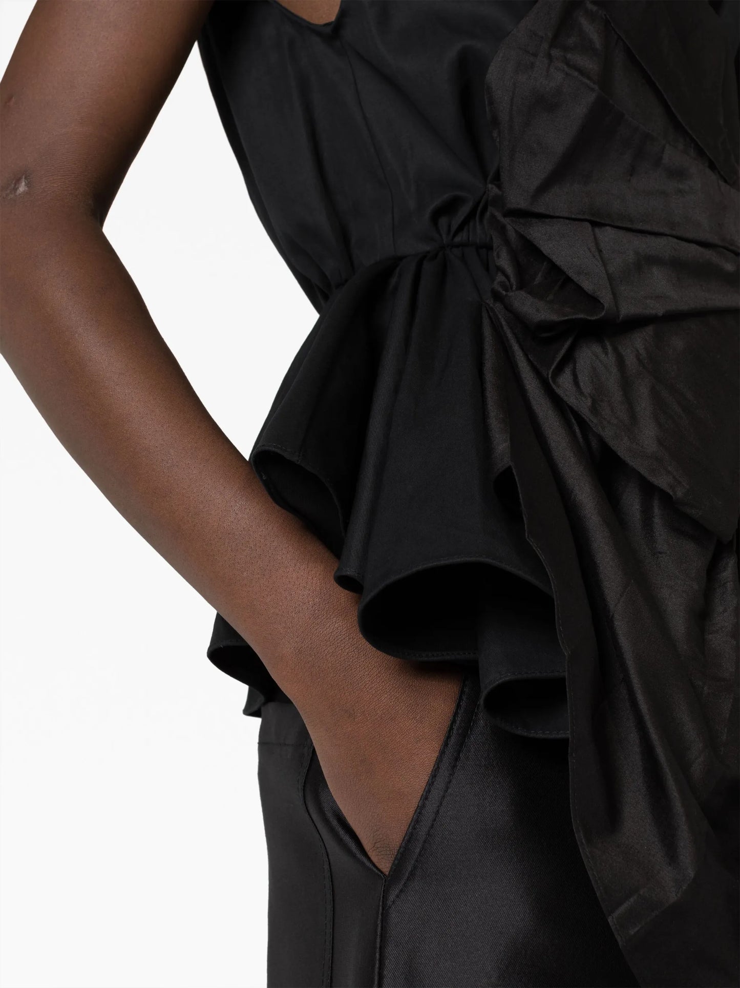 Crushed Bow cut-out cotton-silk blouse