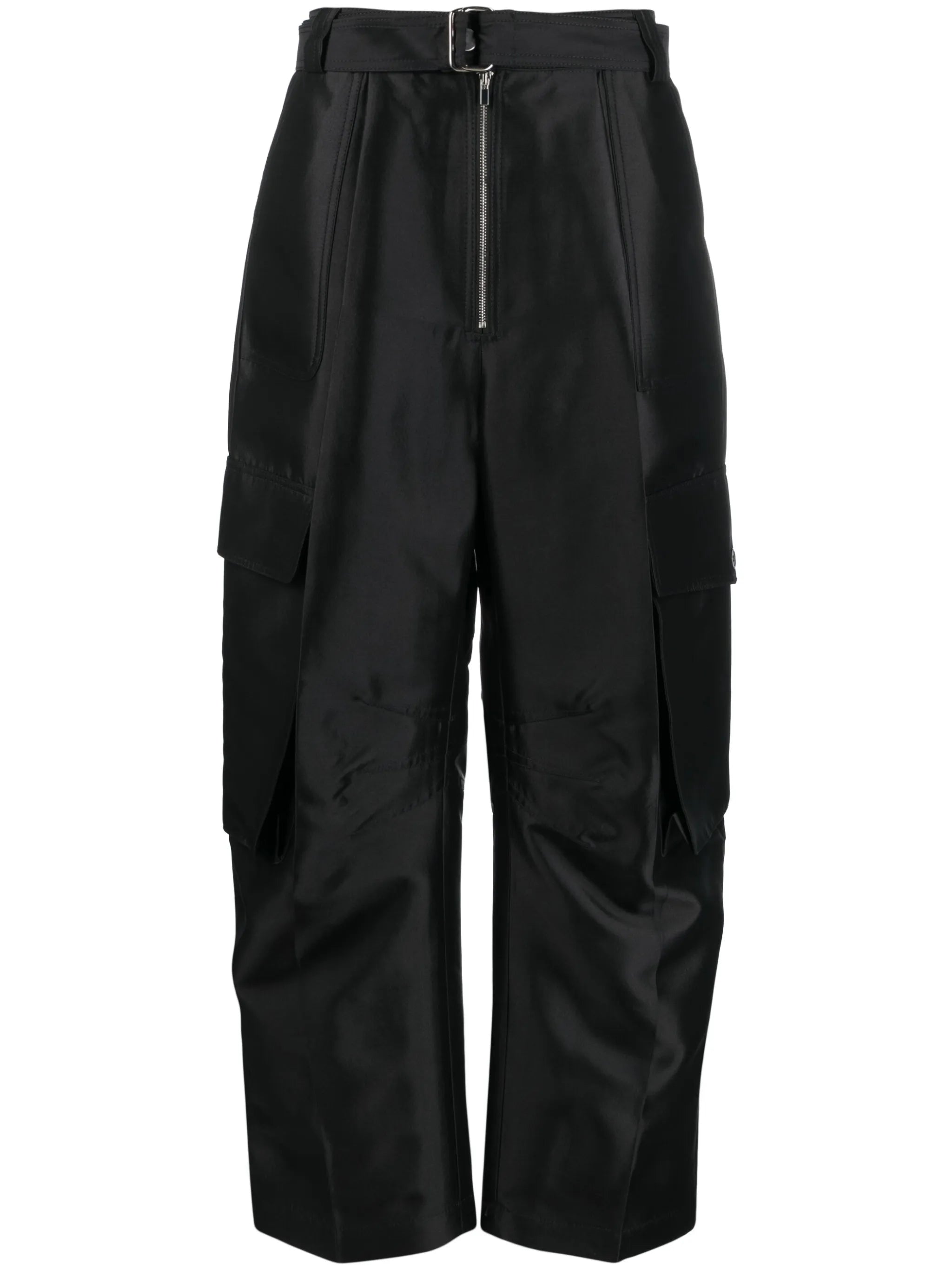 cargo-pockets wide-leg trousers
