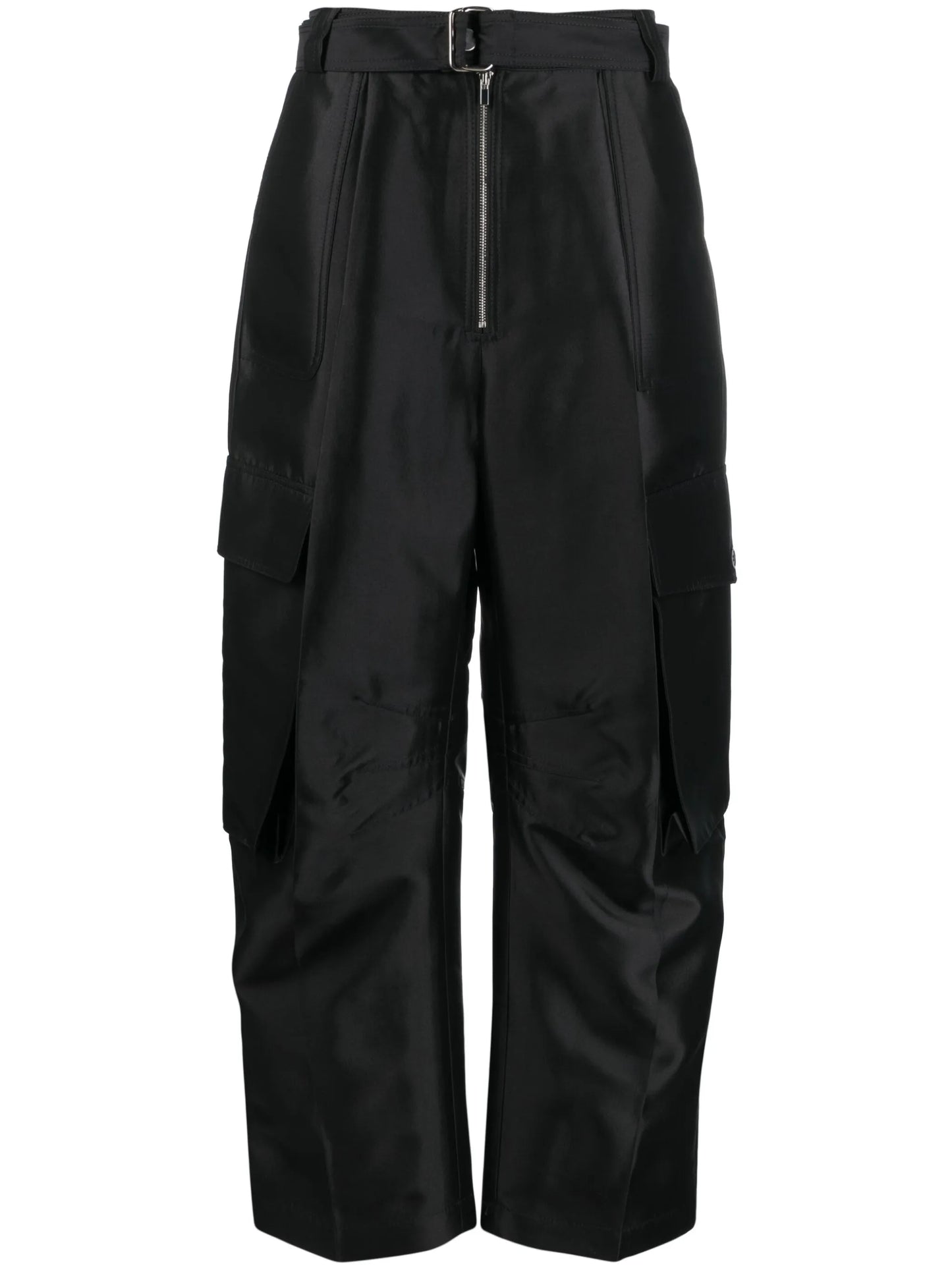 cargo-pockets wide-leg trousers
