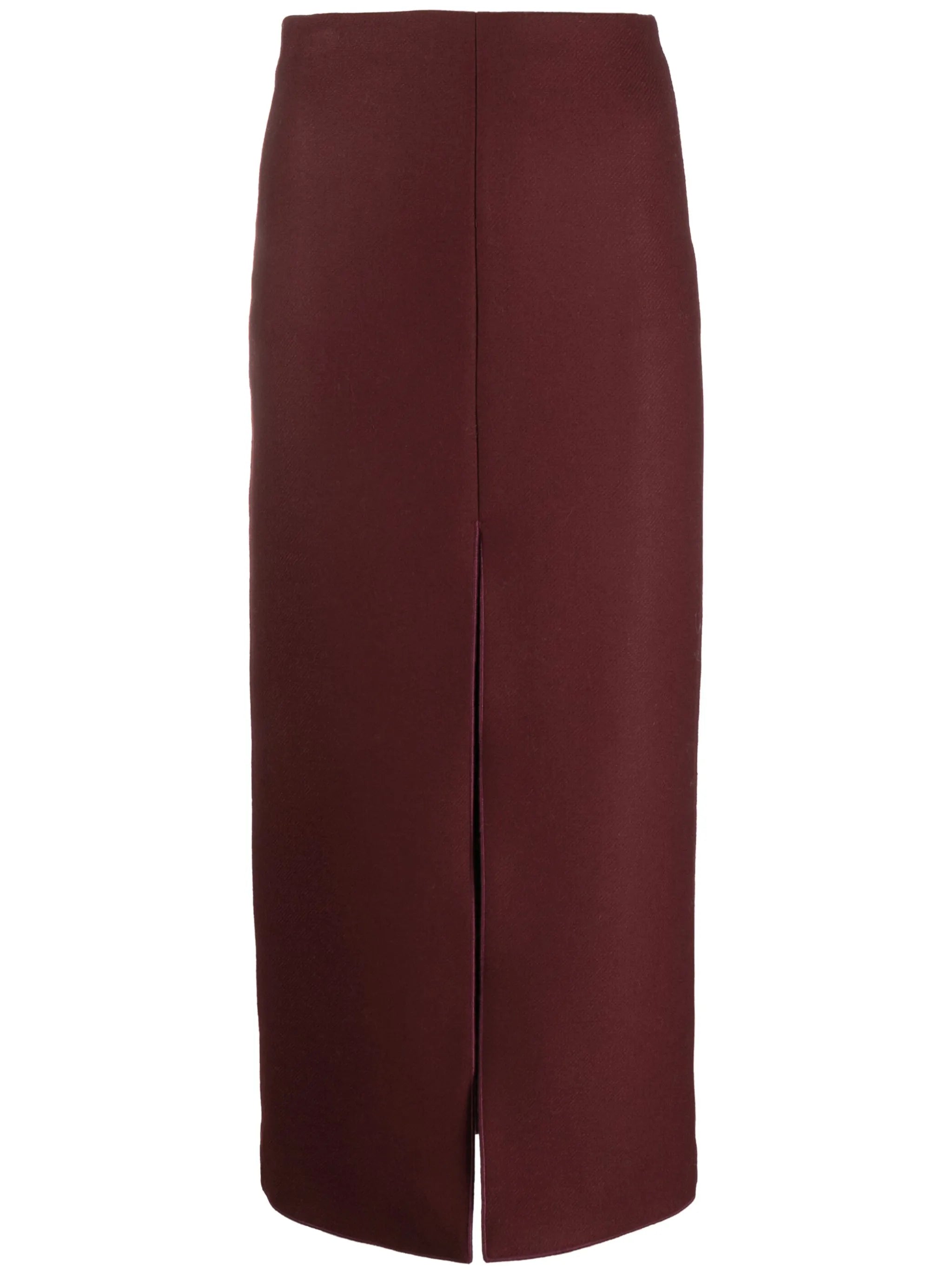 virgin-wool pencil midi skirt