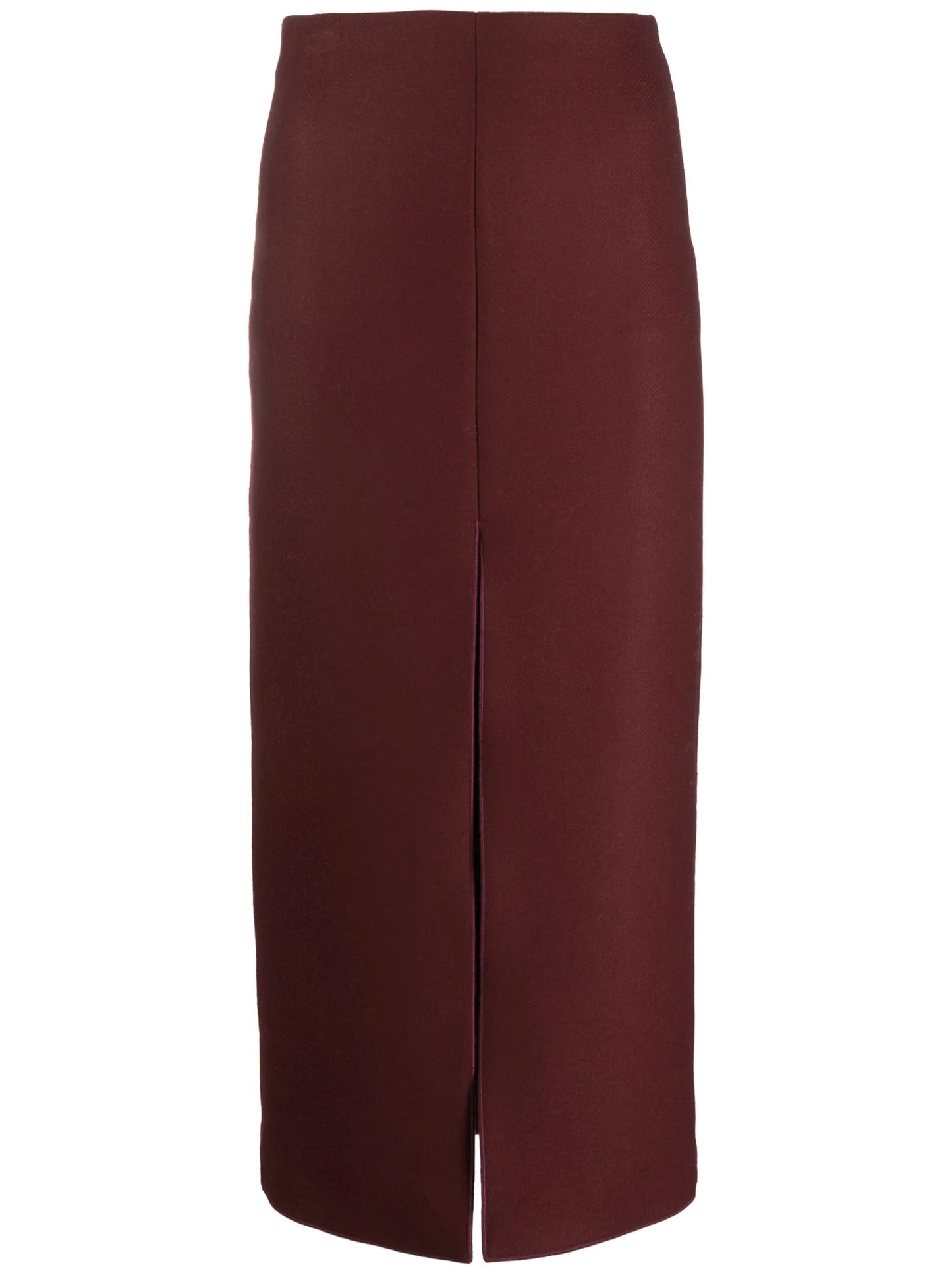 virgin-wool pencil midi skirt