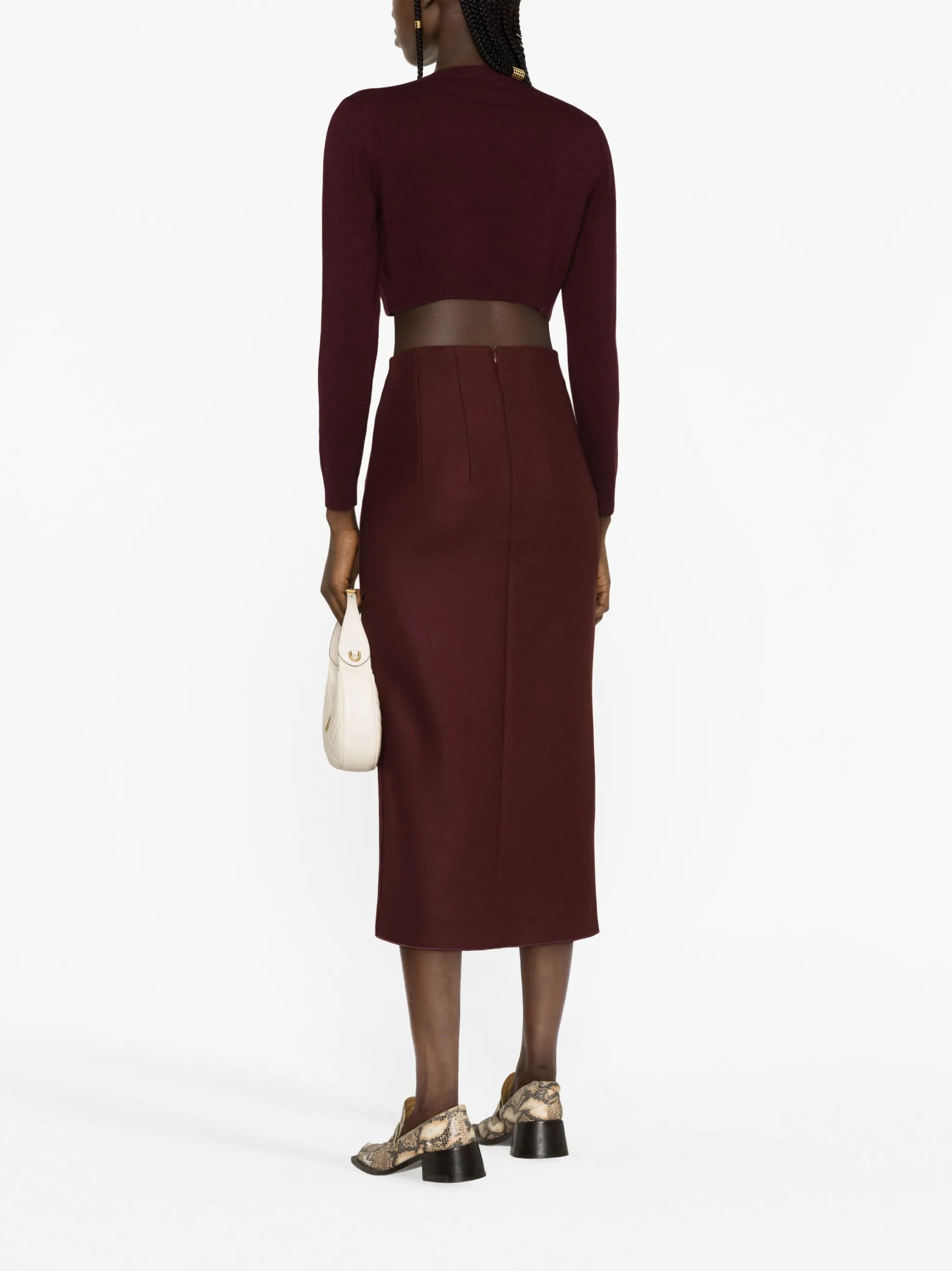 virgin-wool pencil midi skirt