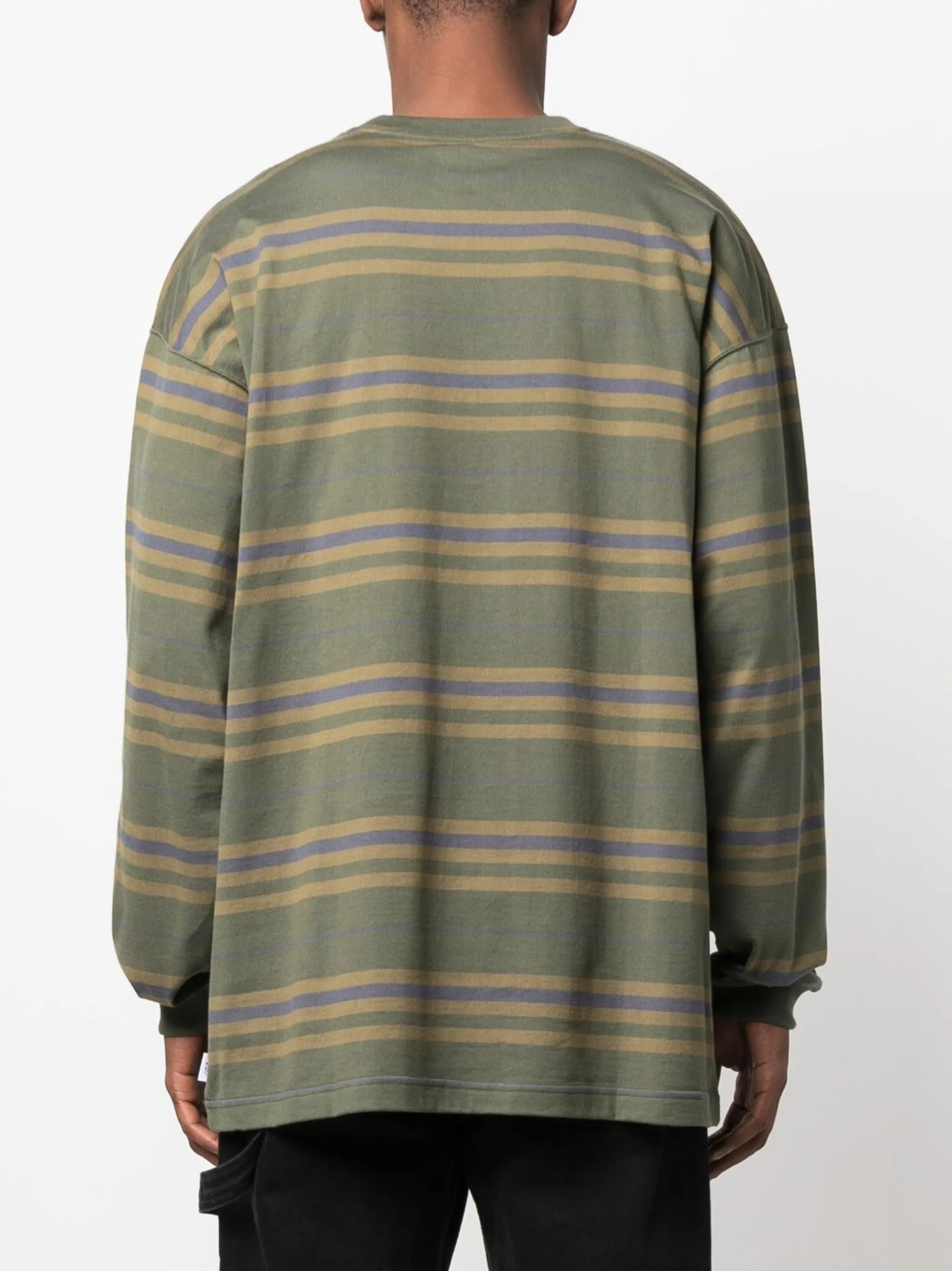 embroidered-logo stripe-print T-shirt