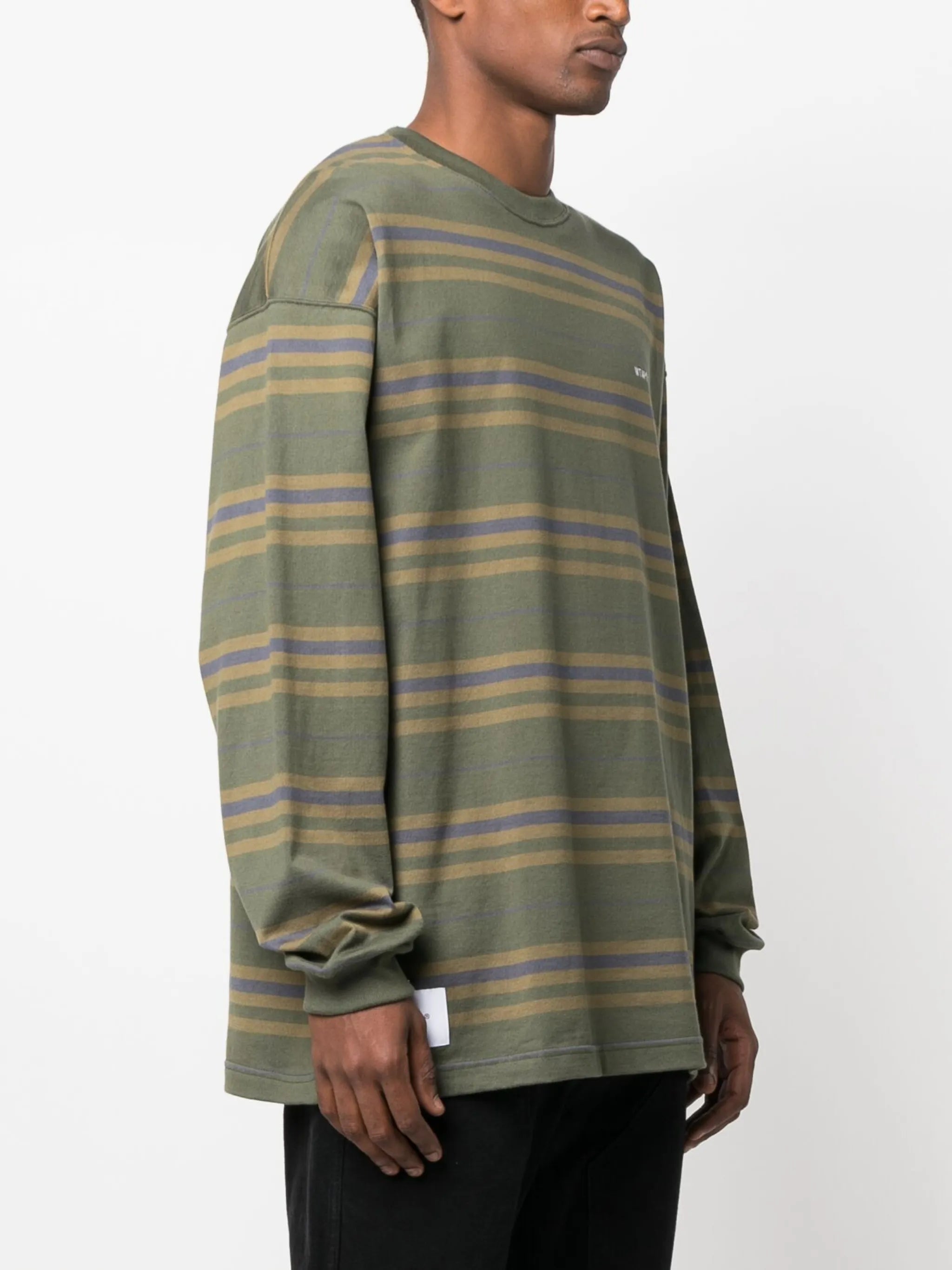 embroidered-logo stripe-print T-shirt