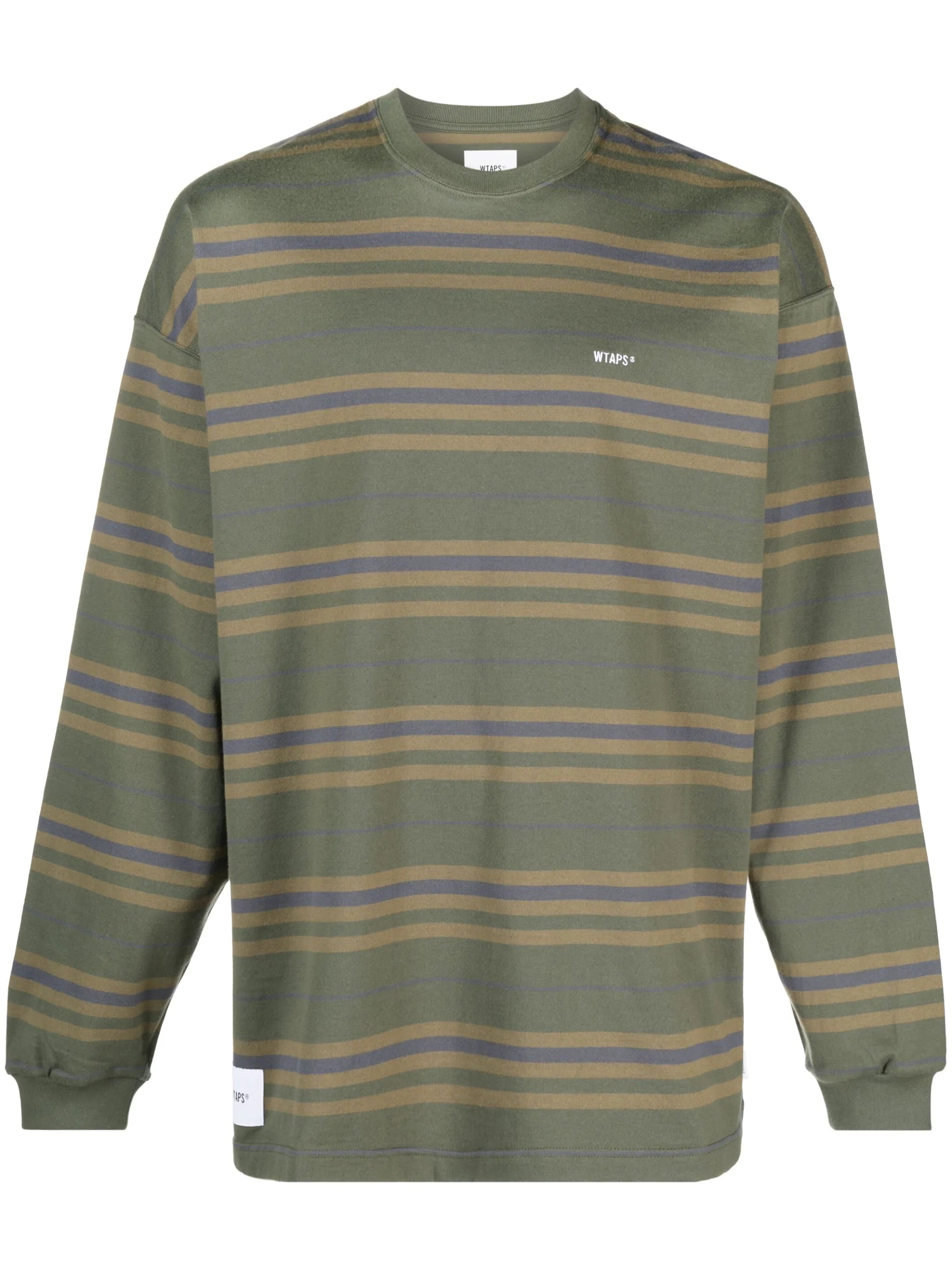 embroidered-logo stripe-print T-shirt