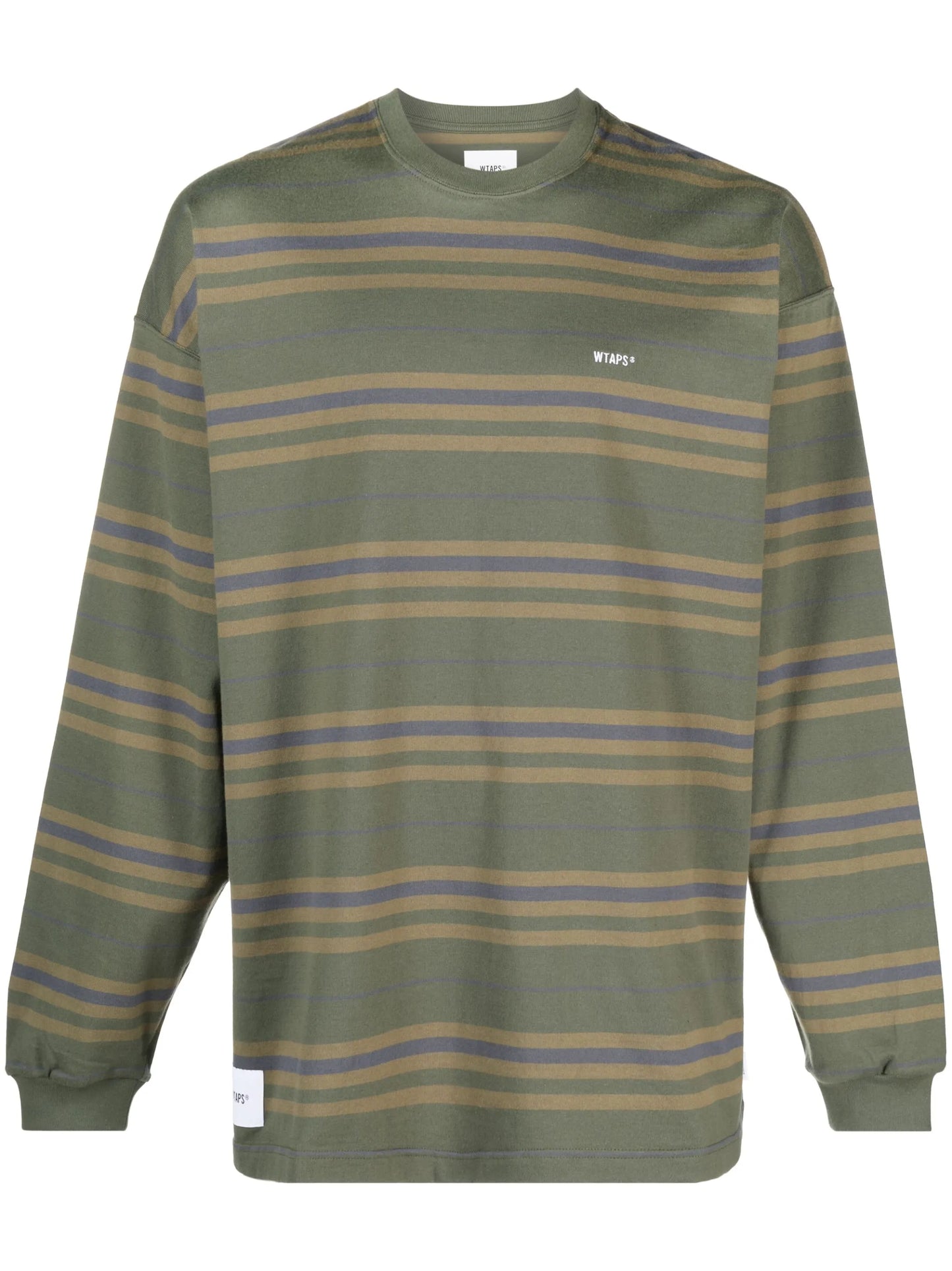 embroidered-logo stripe-print T-shirt