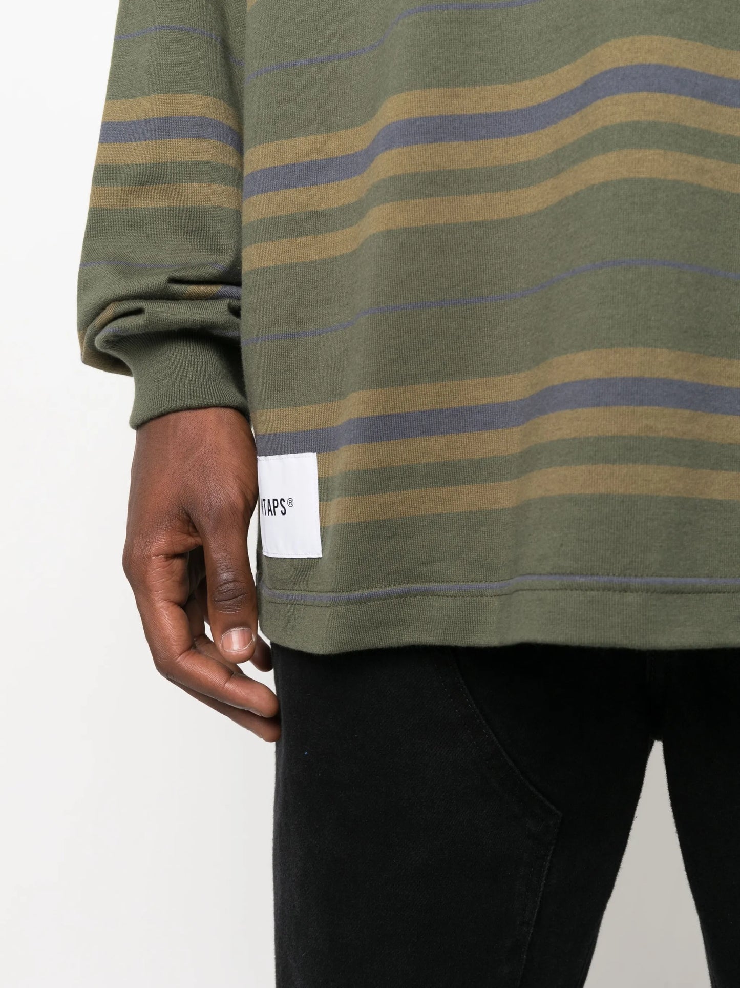 embroidered-logo stripe-print T-shirt