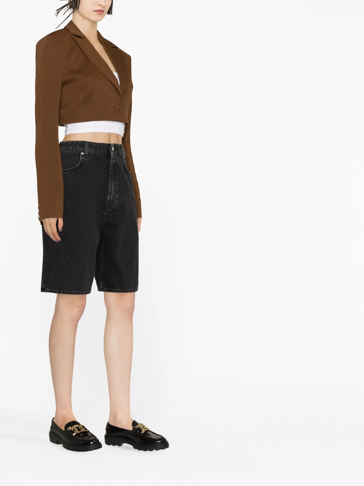 washed denim organic cotton shorts