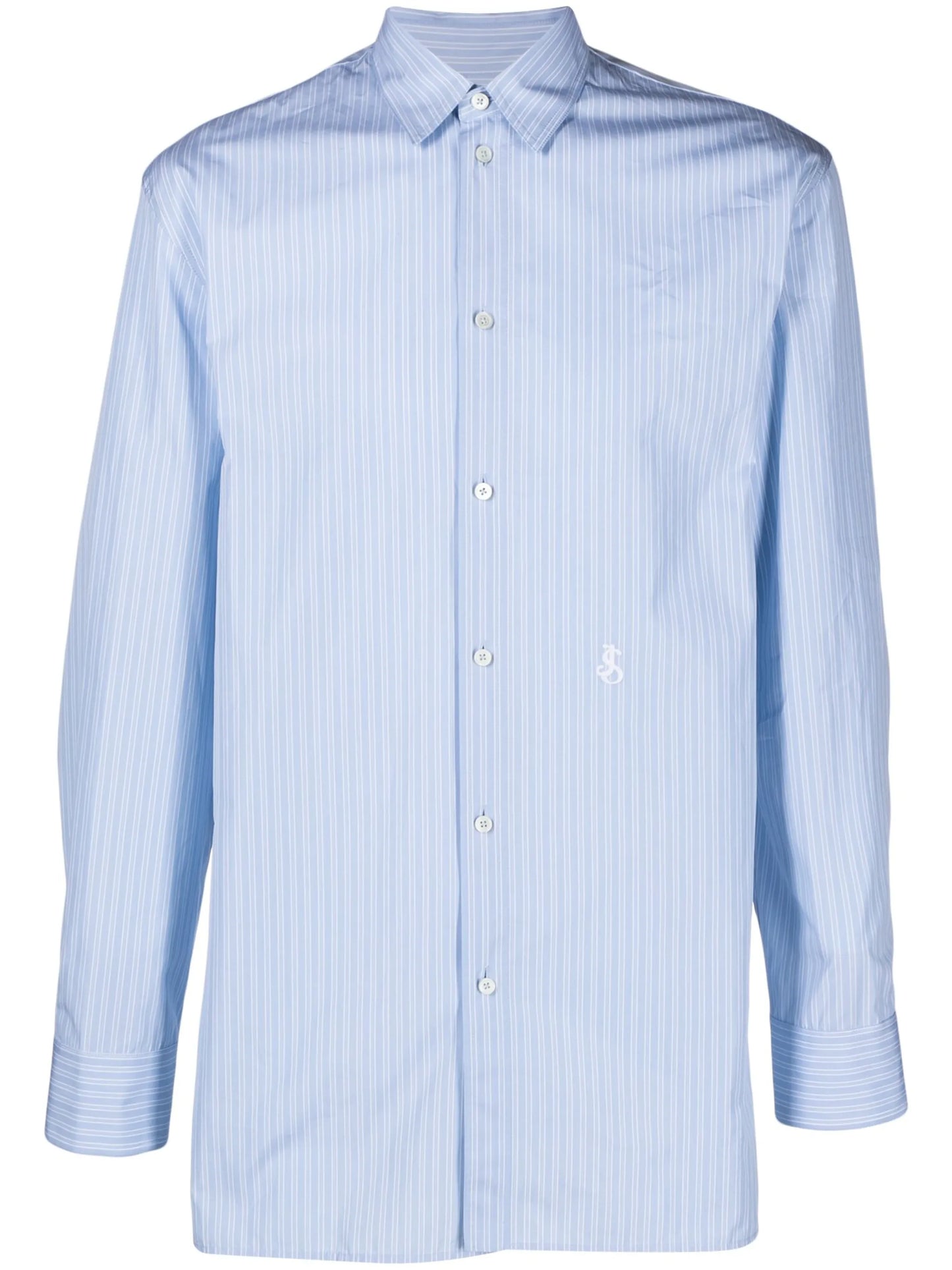 logo-embroidered stripe-print cotton shirt