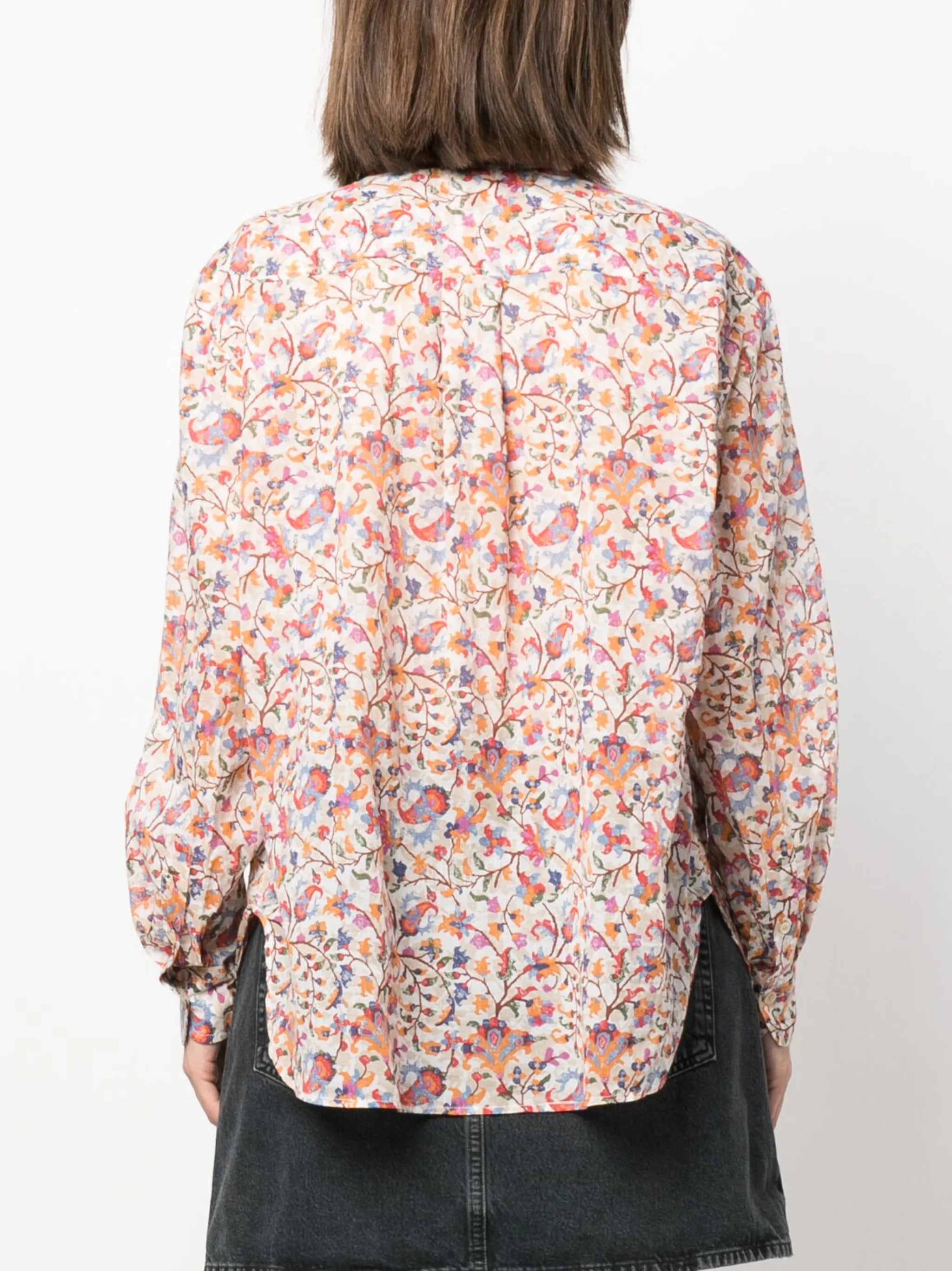 floral-print cotton blouse