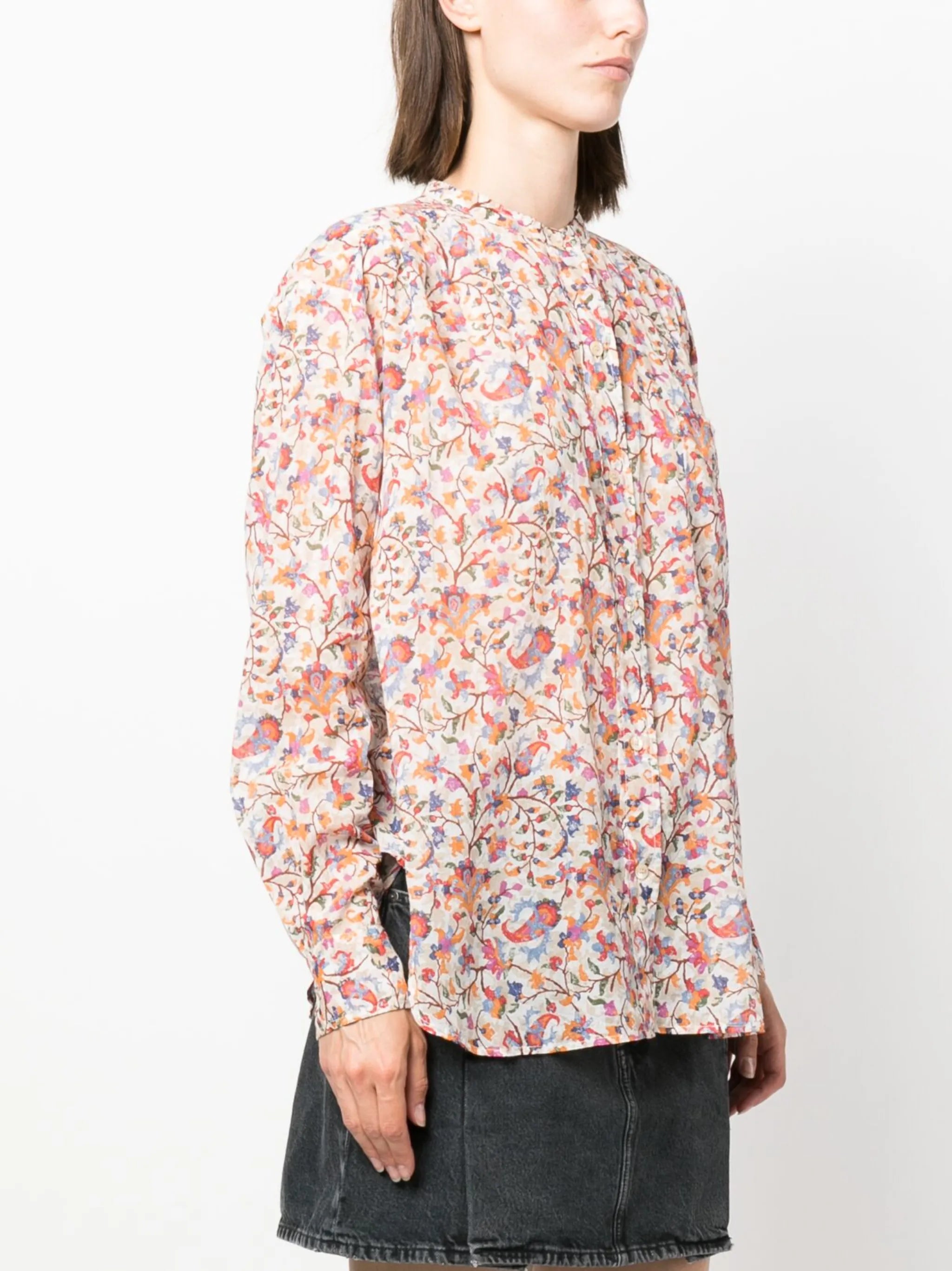 floral-print cotton blouse