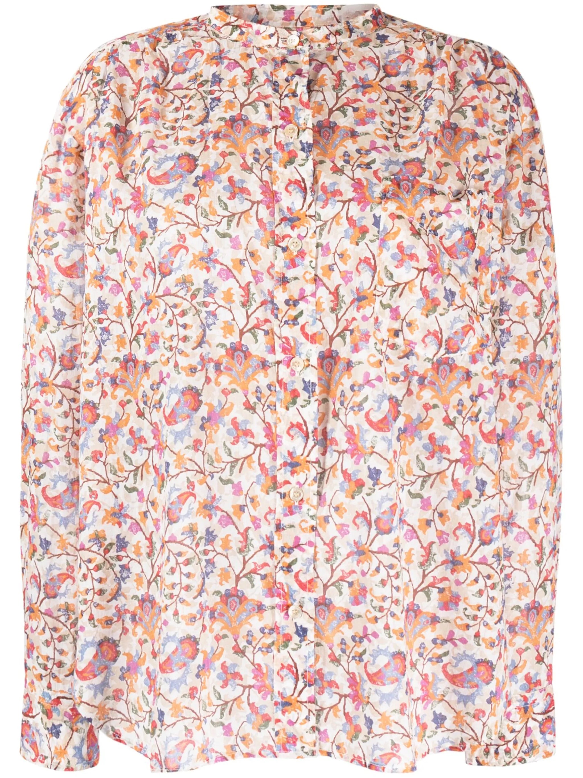floral-print cotton blouse