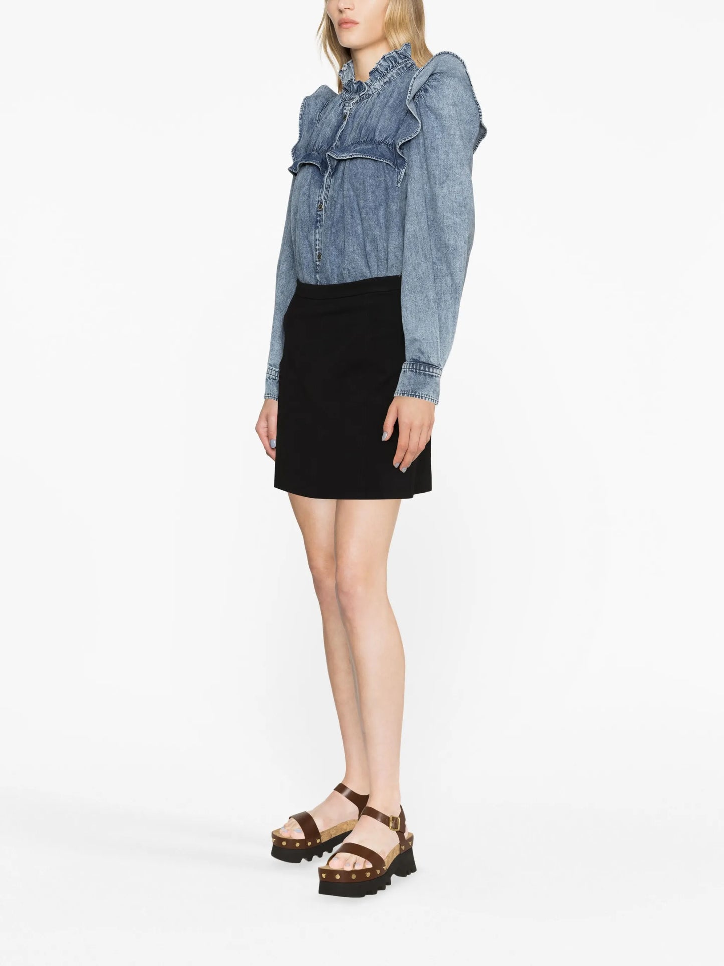 Idety ruffled denim shirt