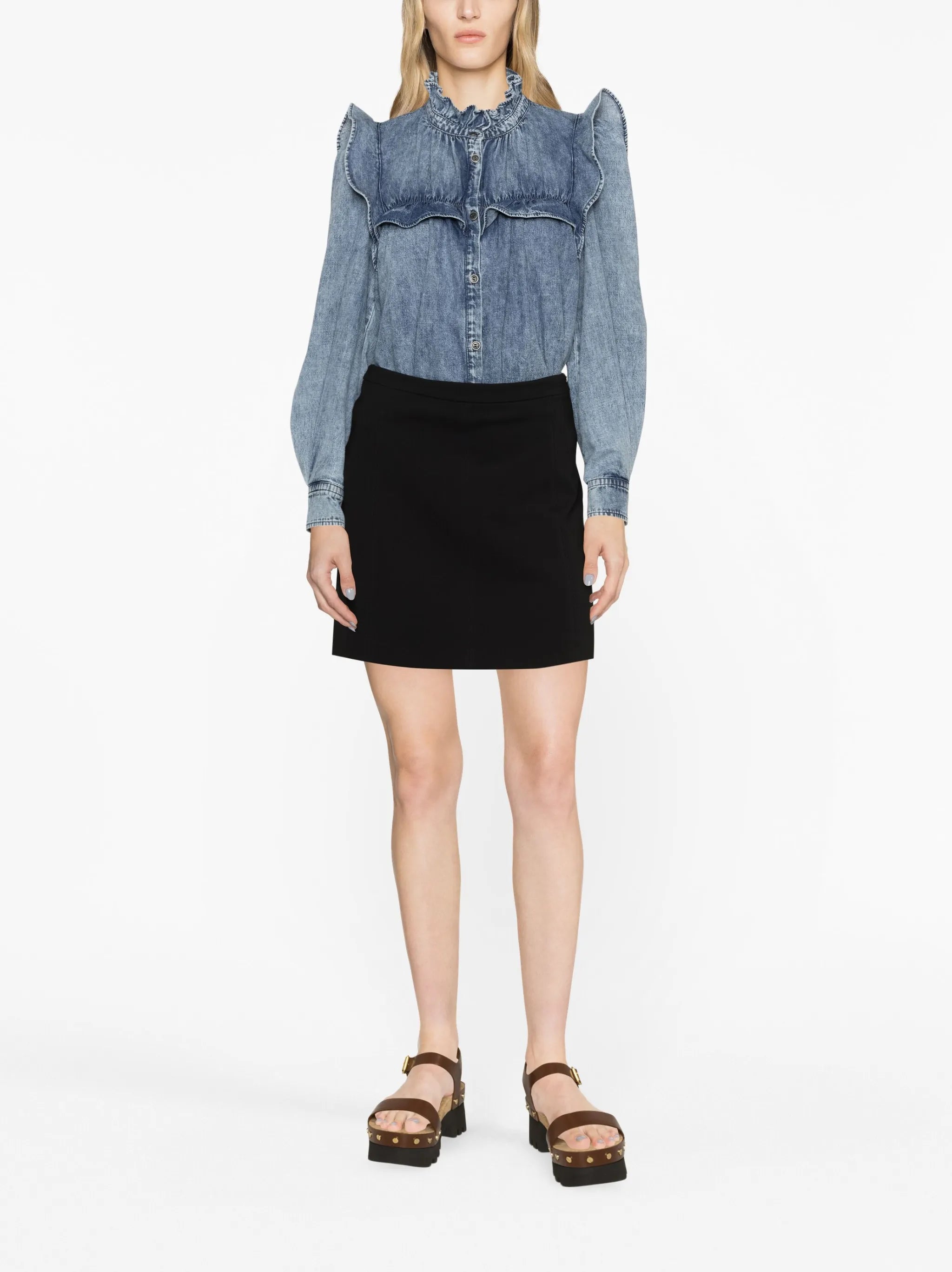 Idety ruffled denim shirt
