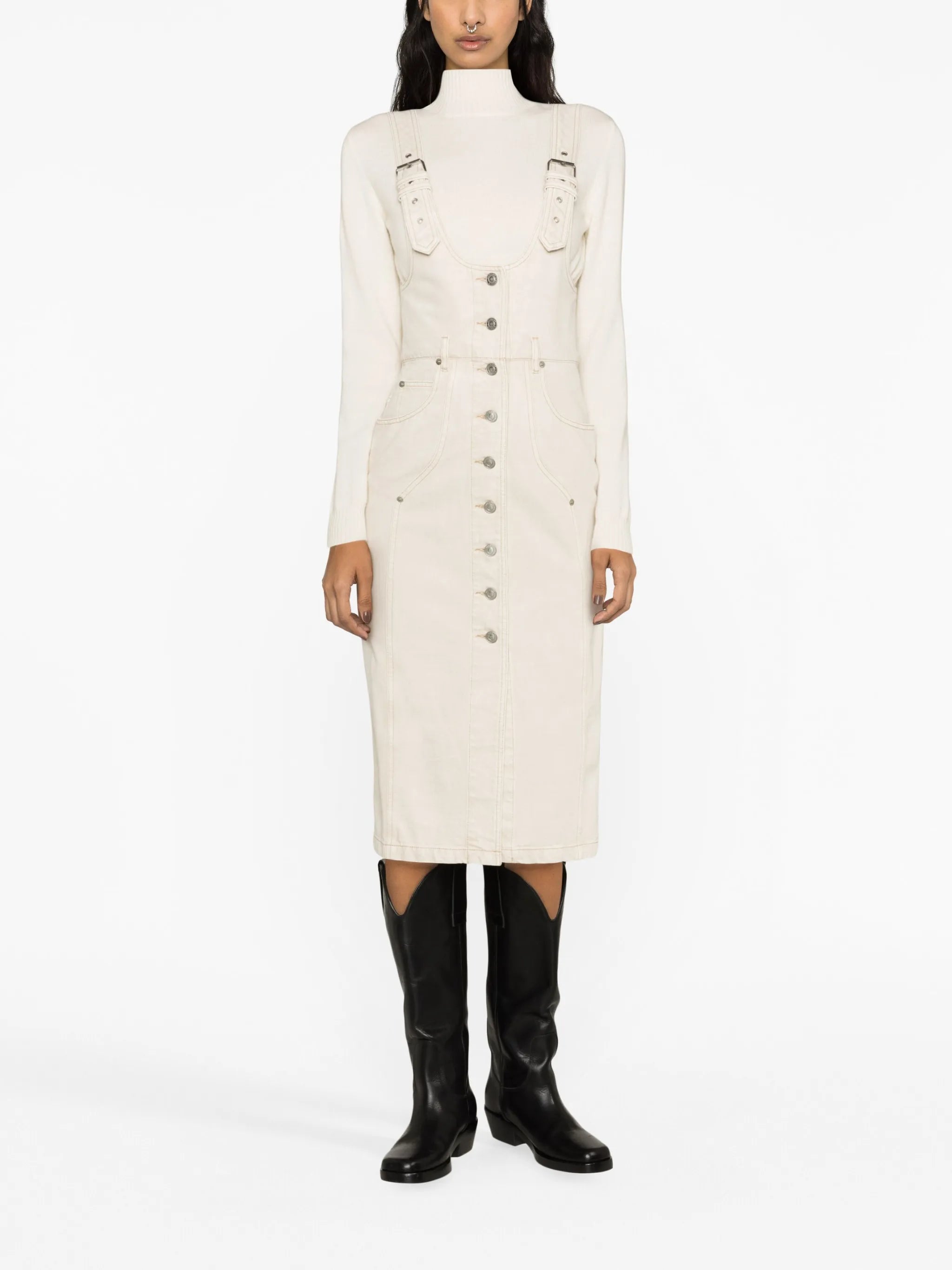 Filipine button-fastening midi dress