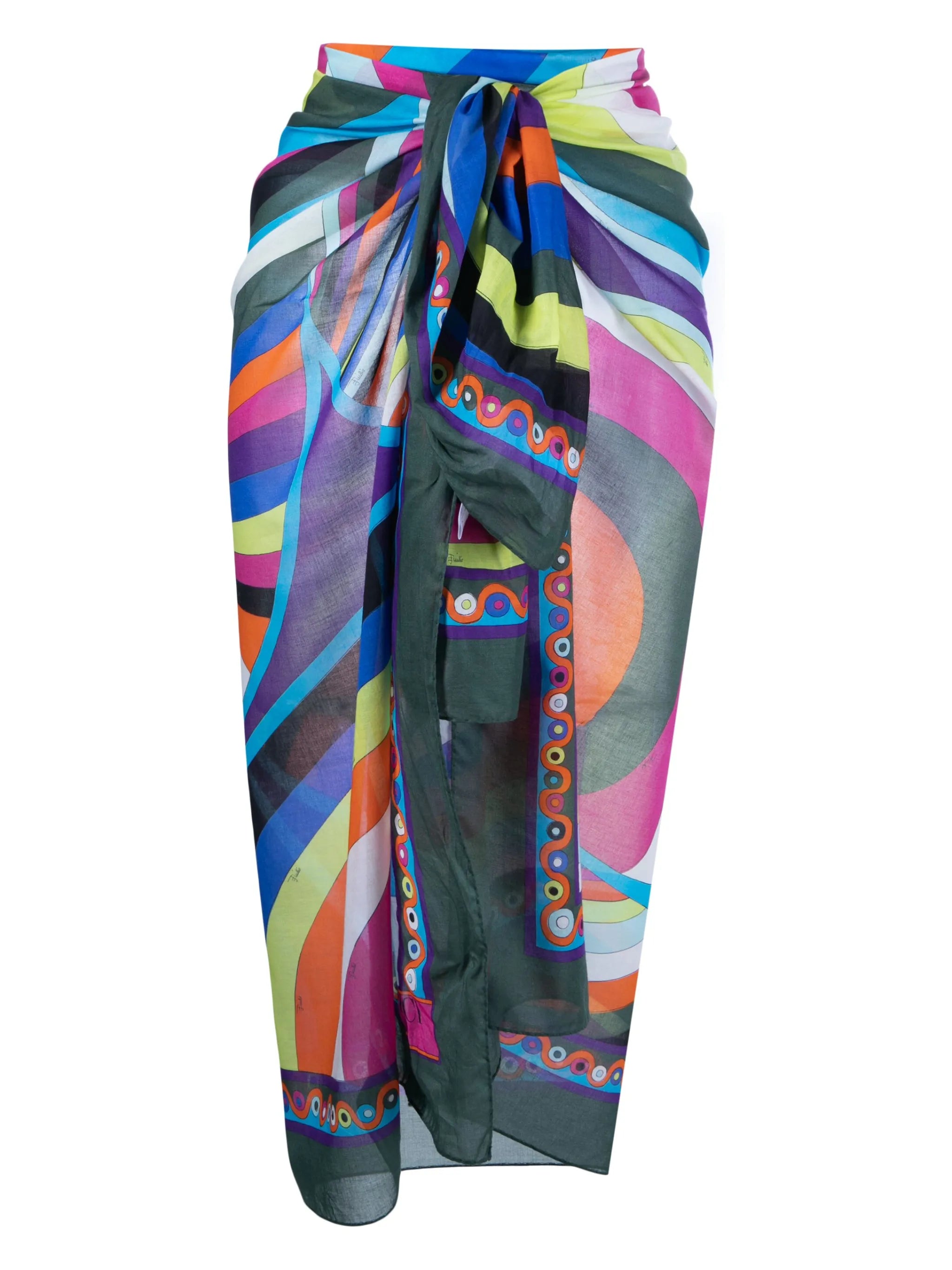 Iride-print cotton pareo skirt
