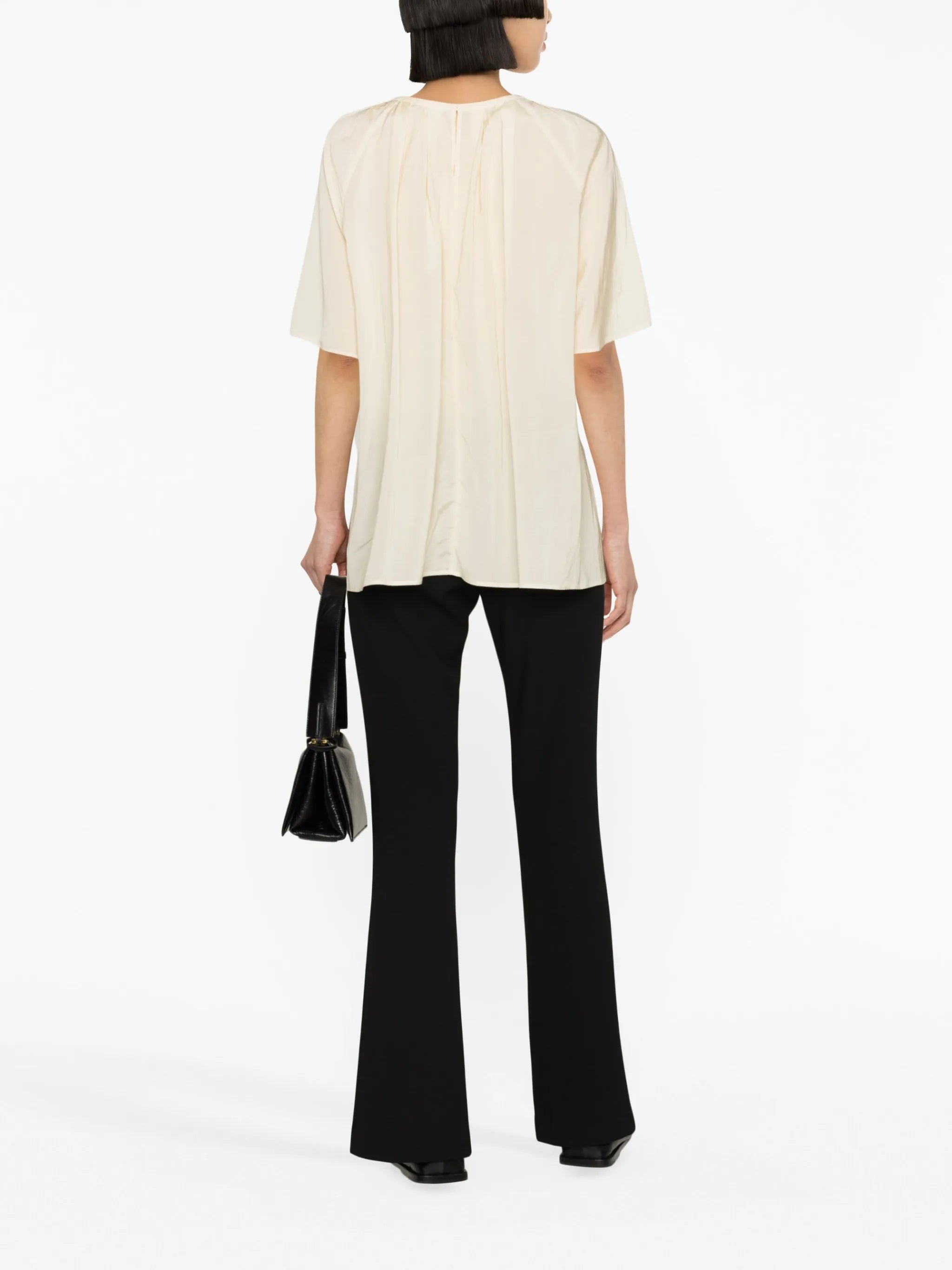 pleated short-sleeve top