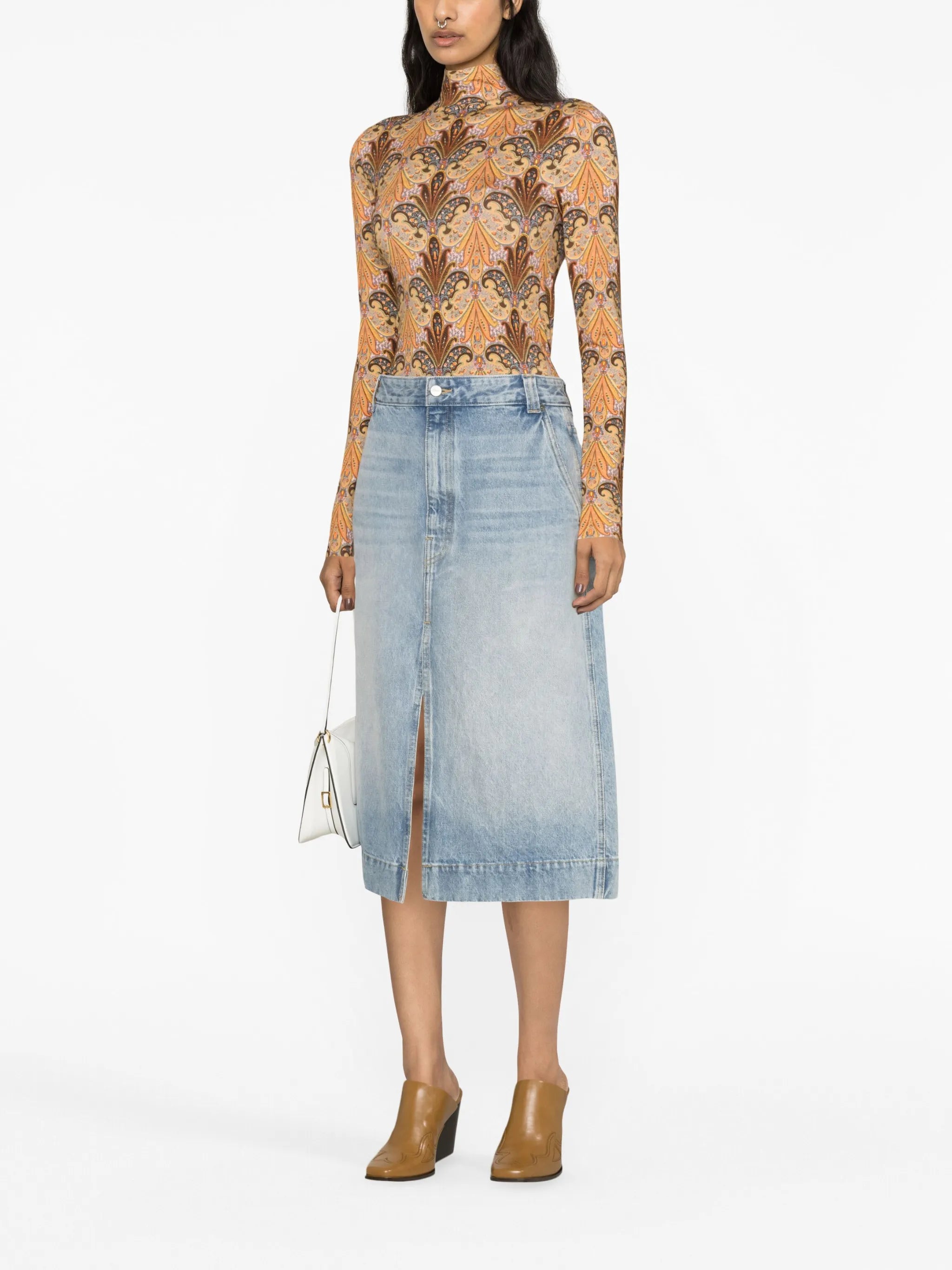 graphic-print high-neck T-shirt