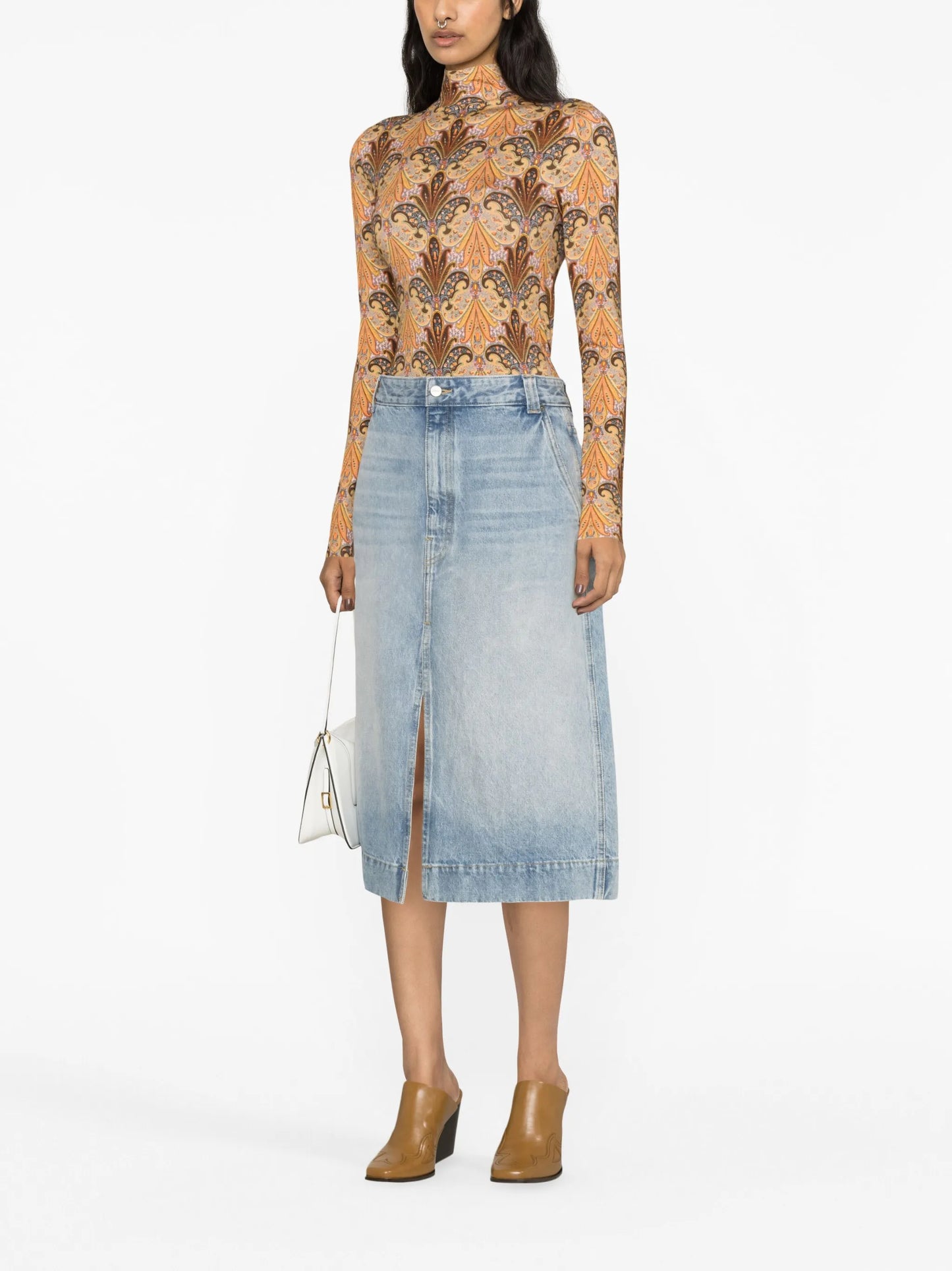 graphic-print high-neck T-shirt