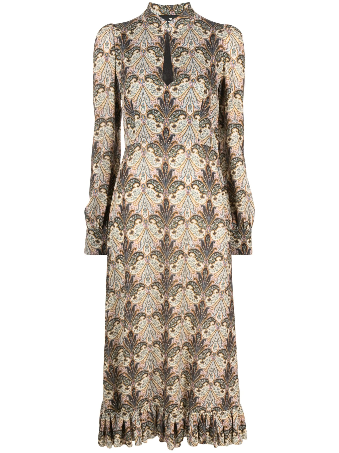 graphic-print silk midi dress