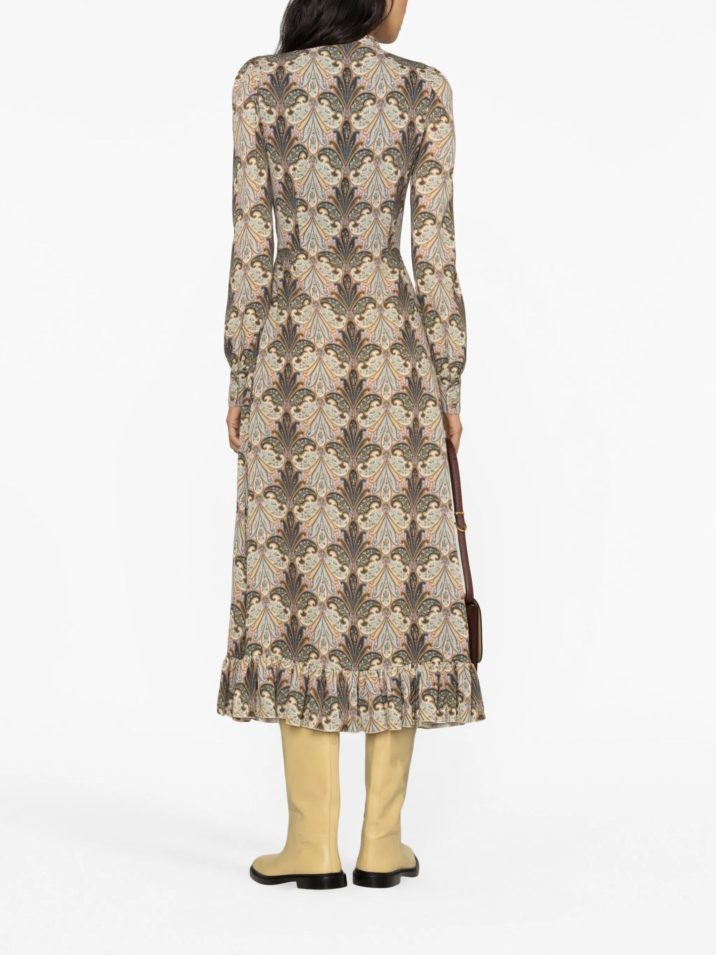 graphic-print silk midi dress