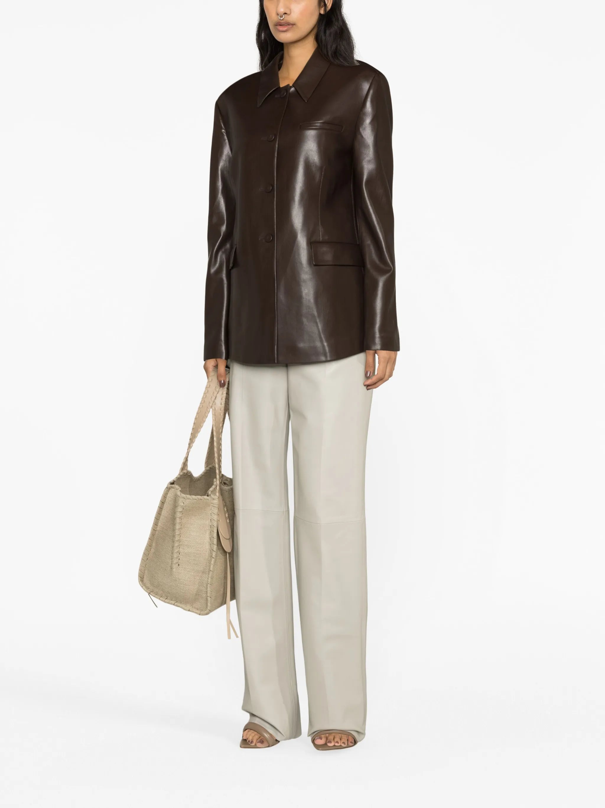 Hadasa faux-leather blazer