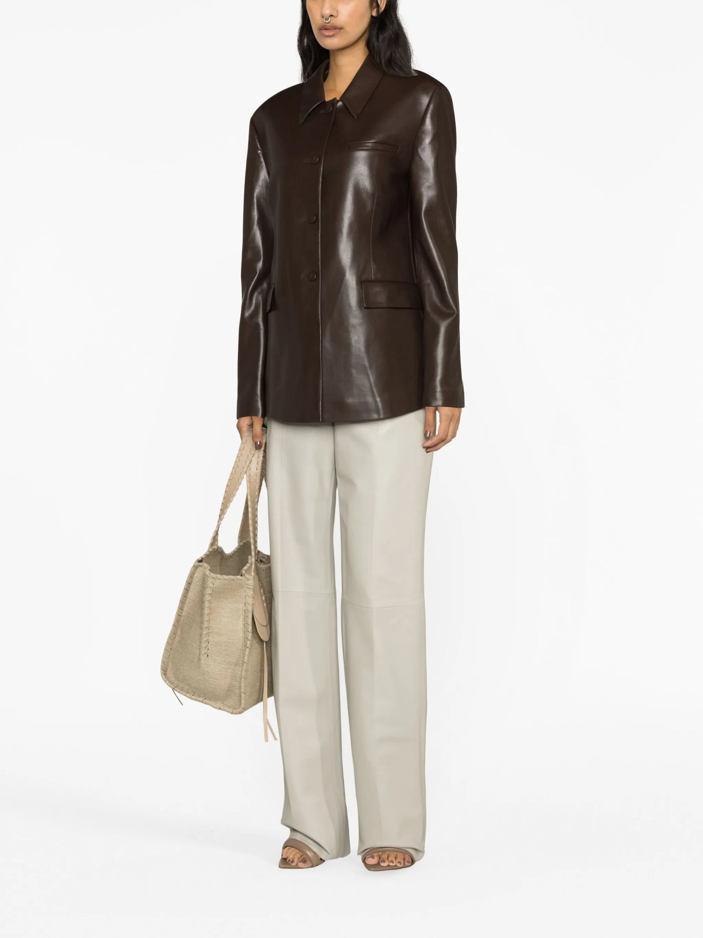 Hadasa faux-leather blazer
