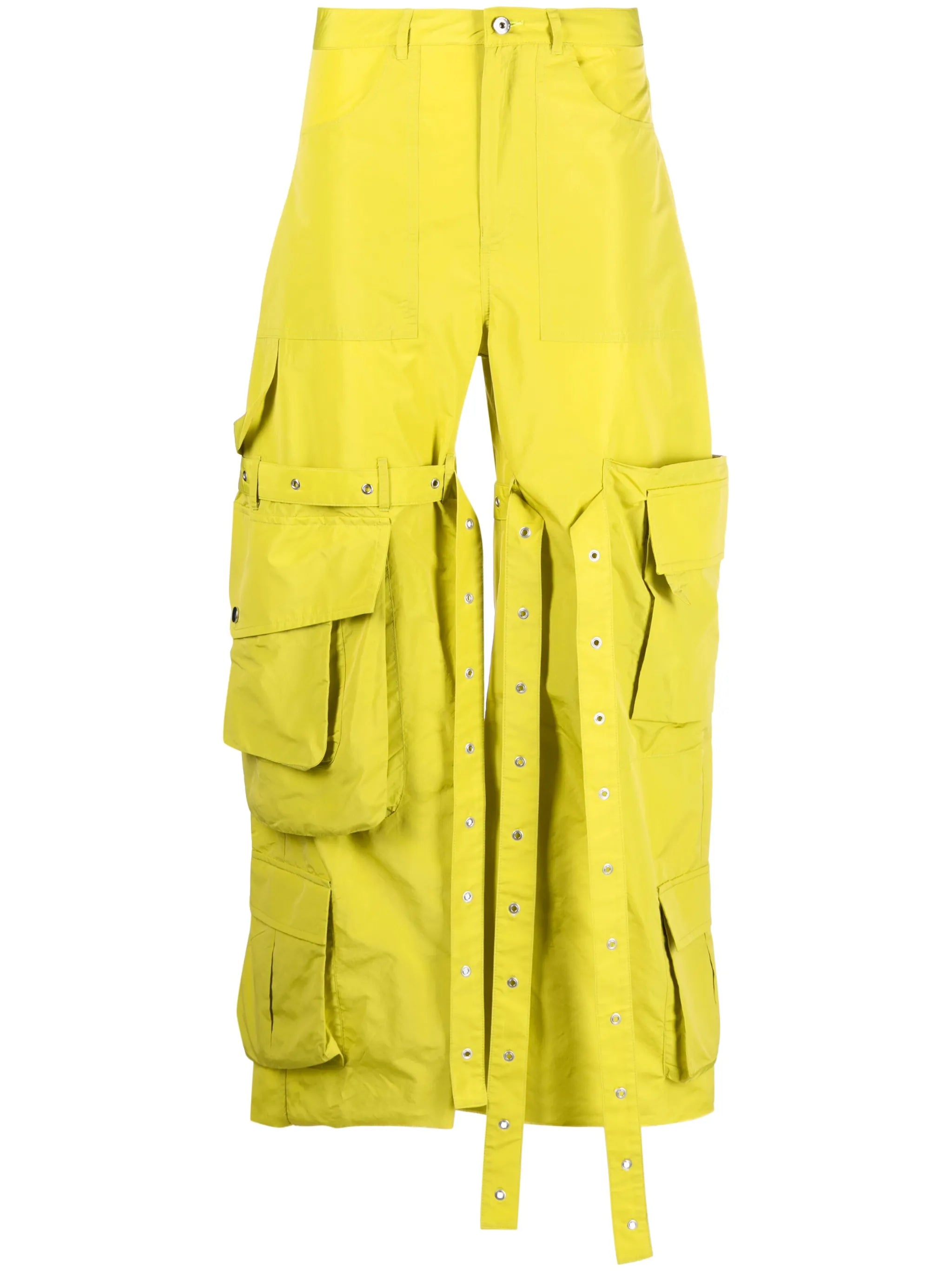 multiple-pocket strap-detail wide-leg trousers