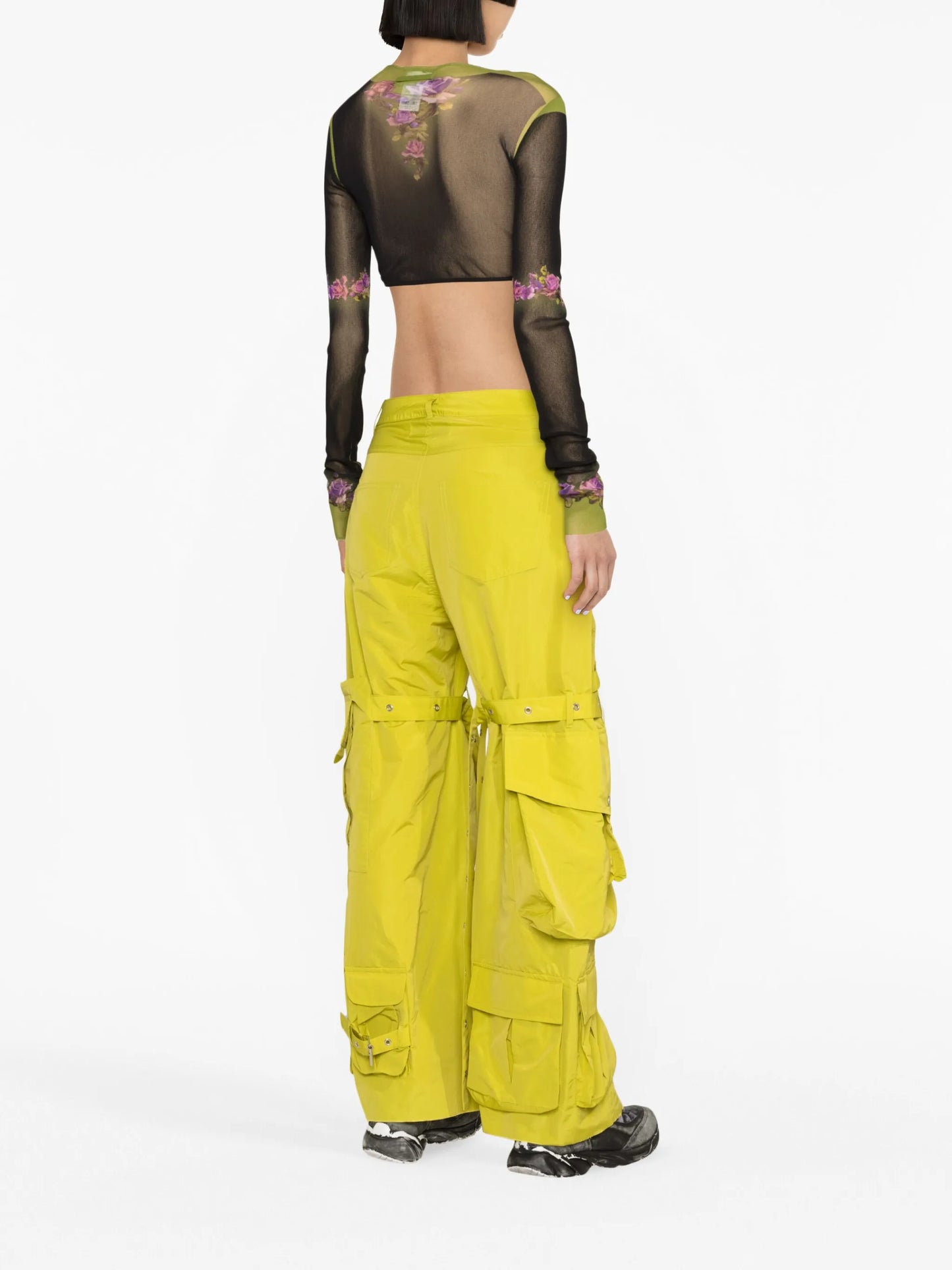 multiple-pocket strap-detail wide-leg trousers