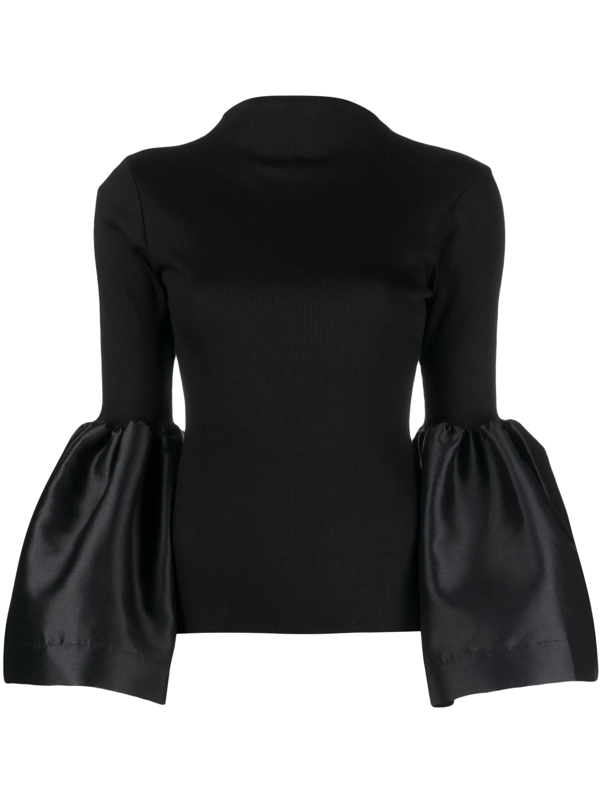 taffeta-cuff ribbed-knit top