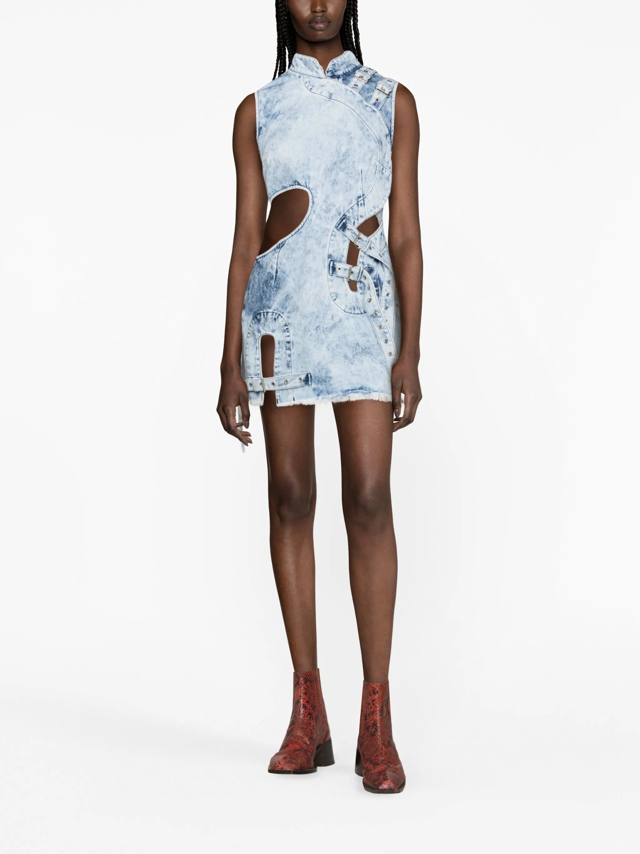 cut-out denim minidress