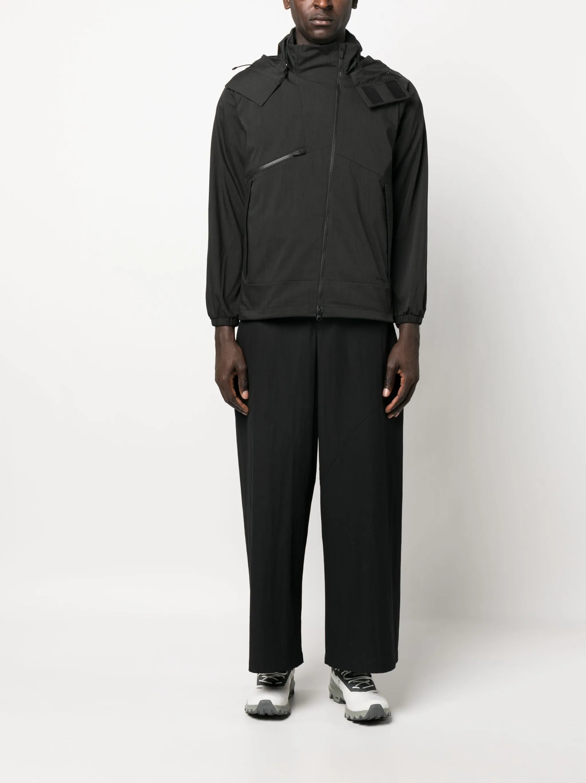 asymmetric-zip hooded jacket