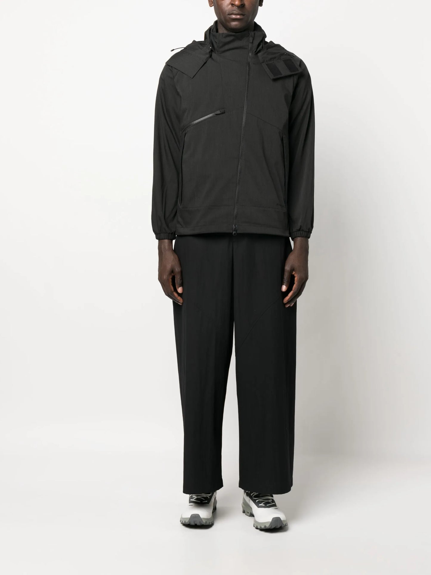 asymmetric-zip hooded jacket