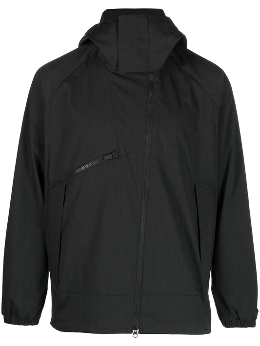 asymmetric-zip hooded jacket