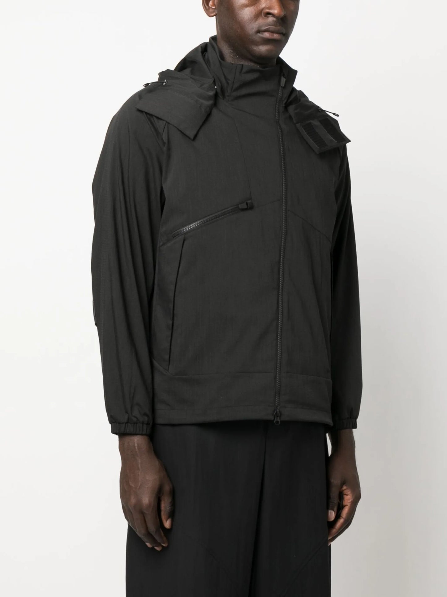 asymmetric-zip hooded jacket