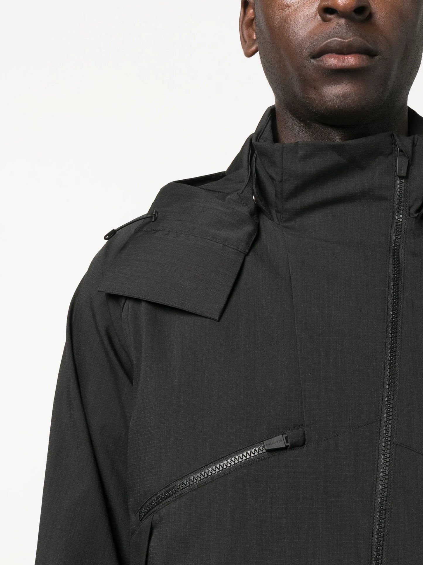 asymmetric-zip hooded jacket
