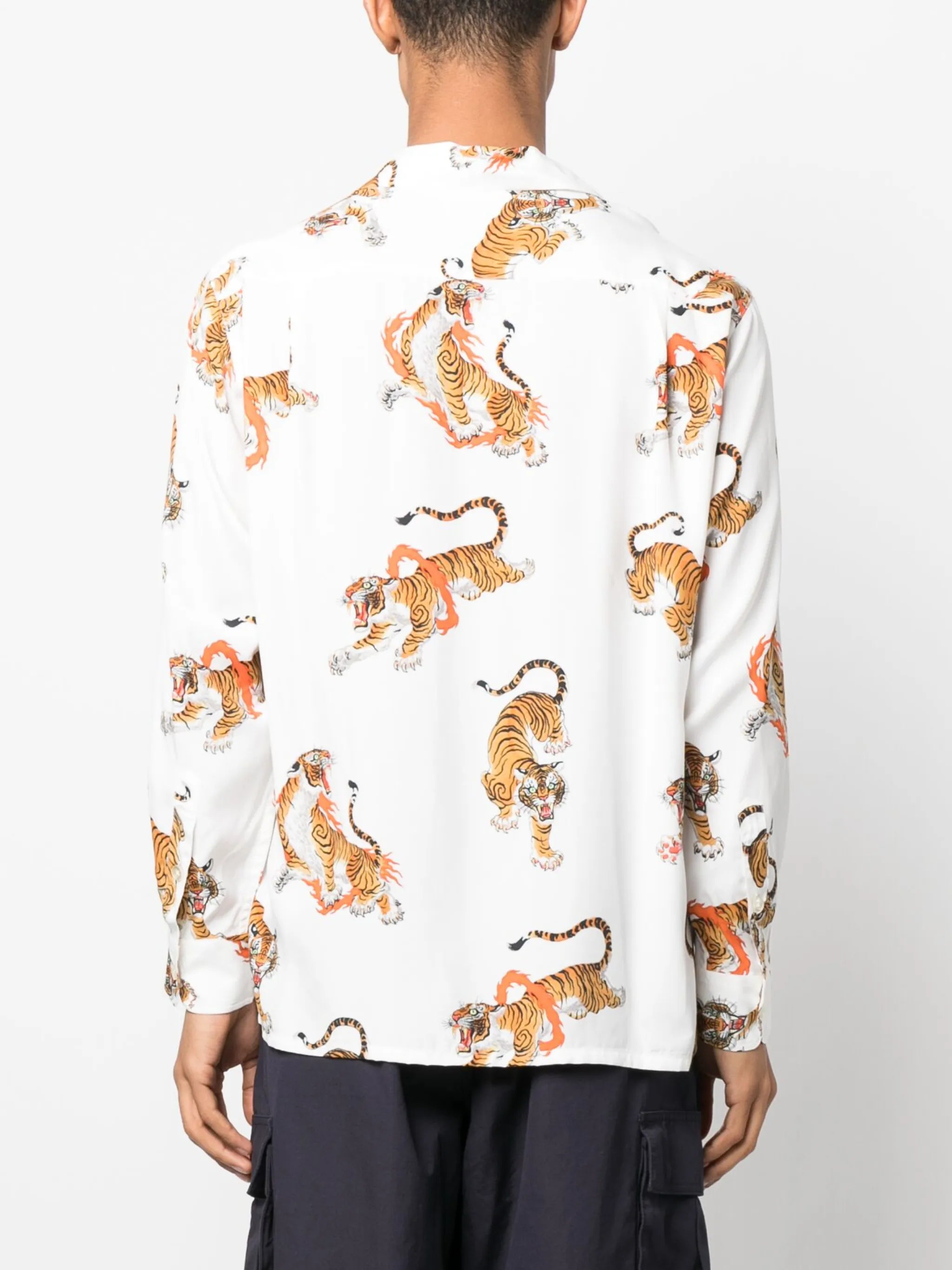 tiger-print long-sleeve shirt