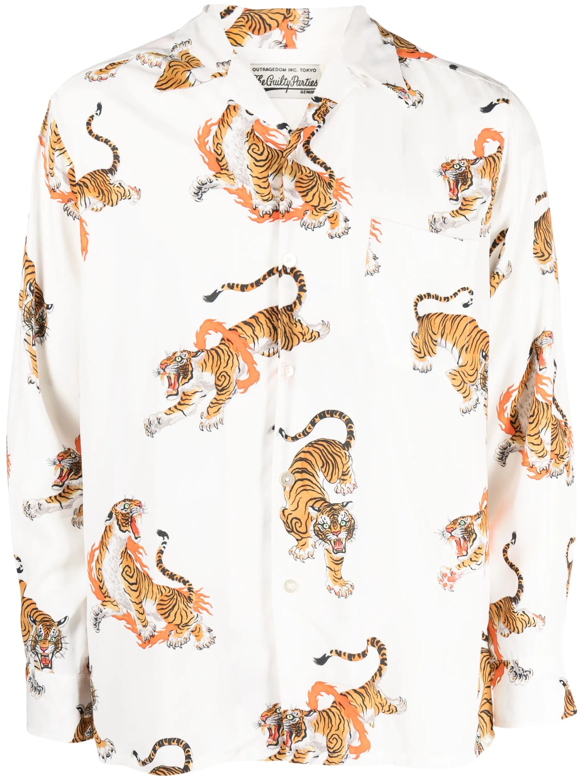 tiger-print long-sleeve shirt