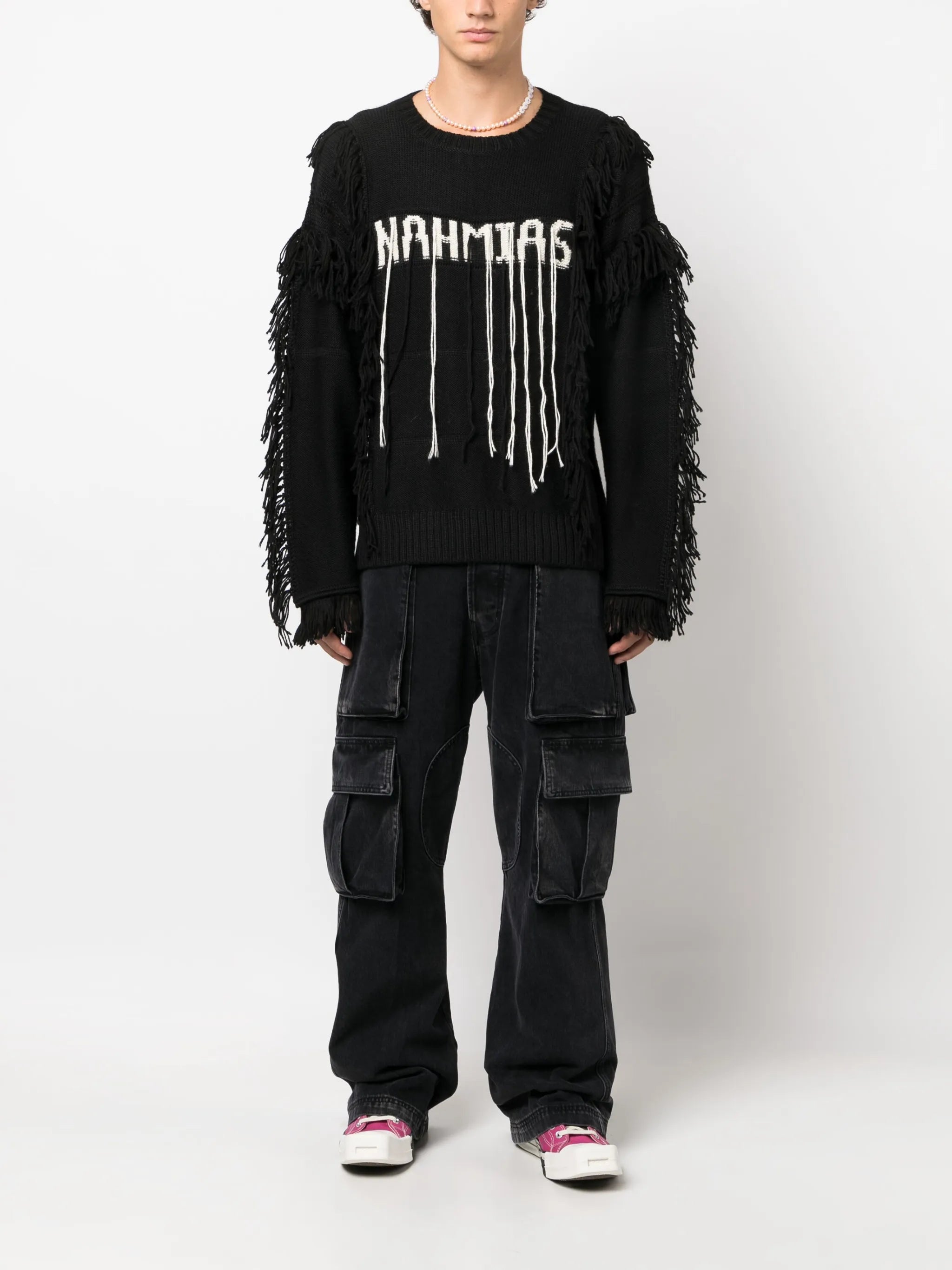 intarsia-knit logo alpaca wool jumper