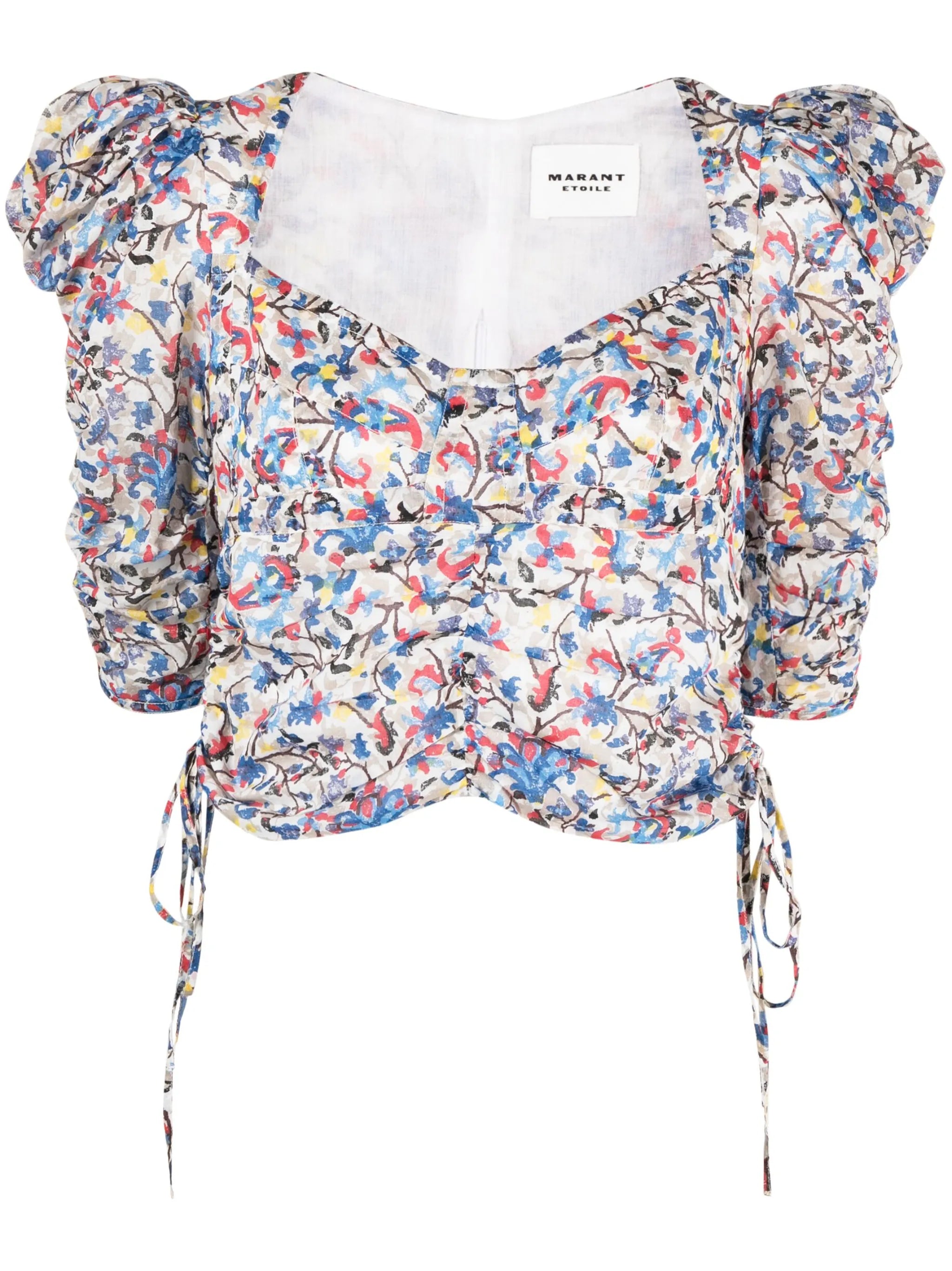floral-print cotton top