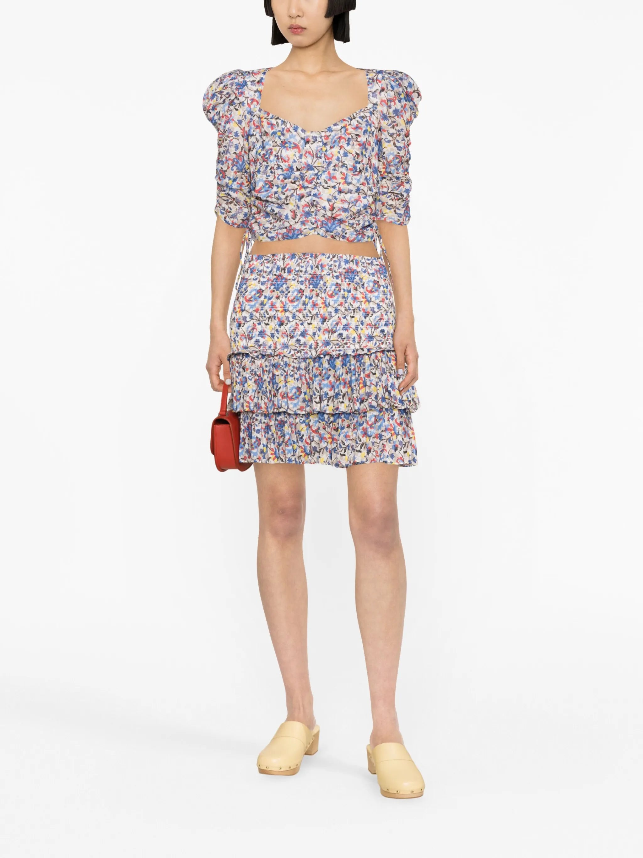 floral-print cotton top