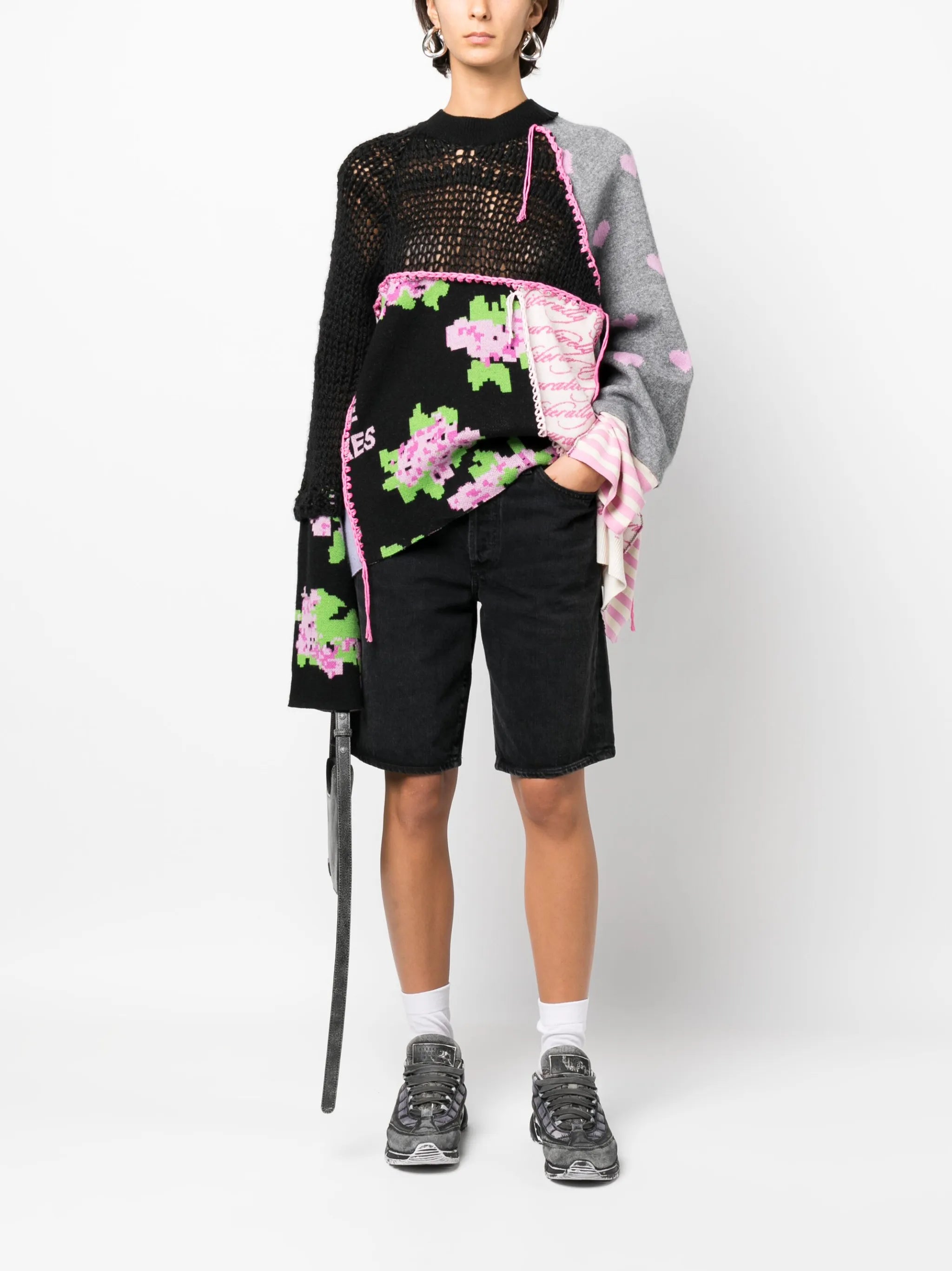 asymmetric patchwork jumper