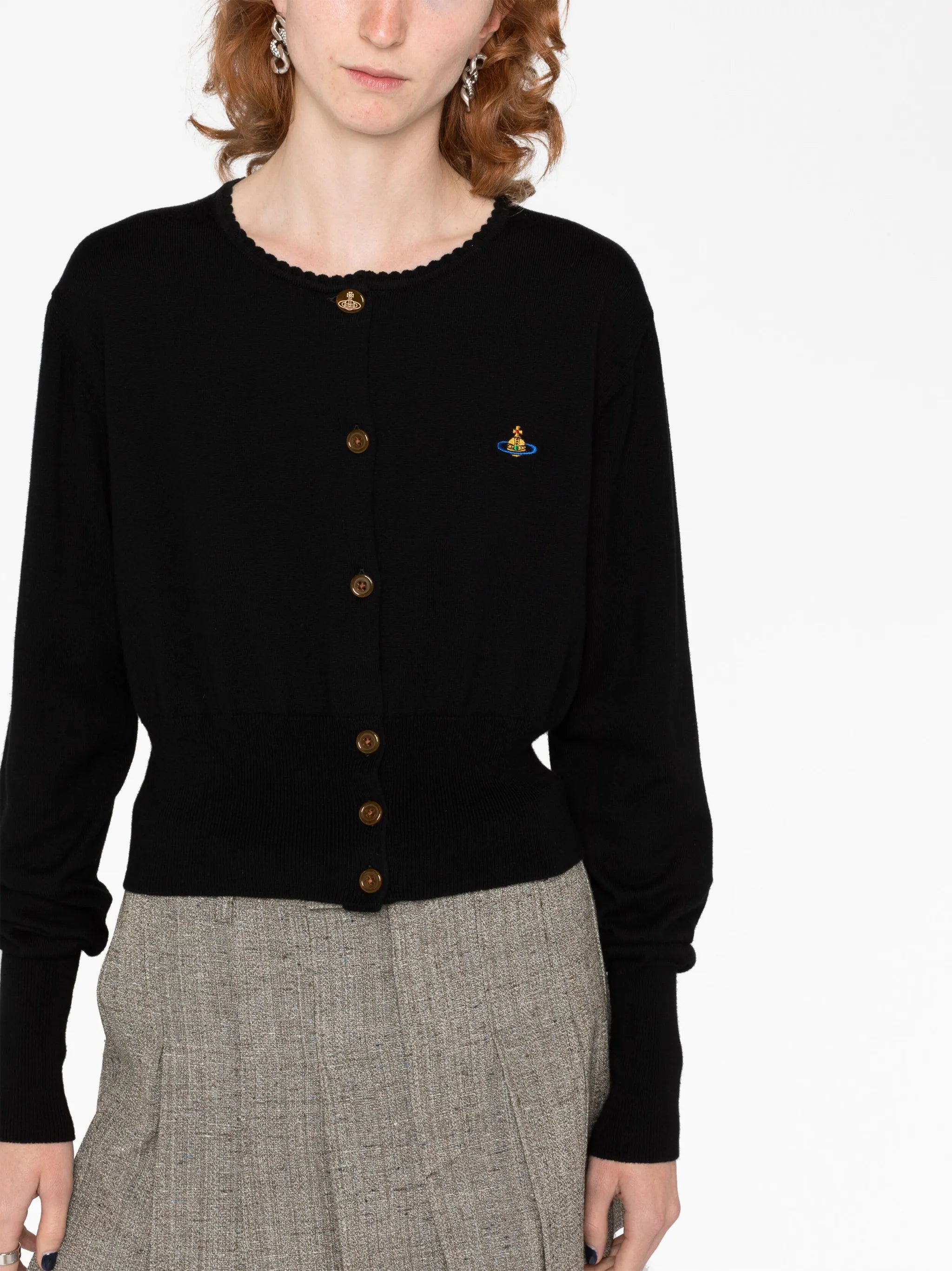 Orb logo-embroidery cardigan