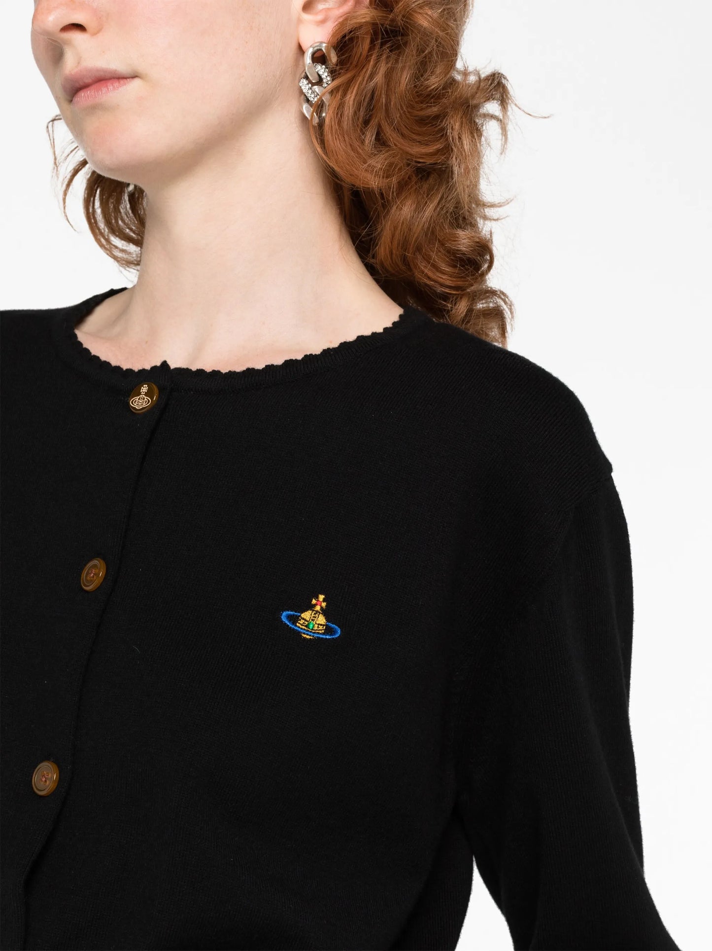 Orb logo-embroidery cardigan
