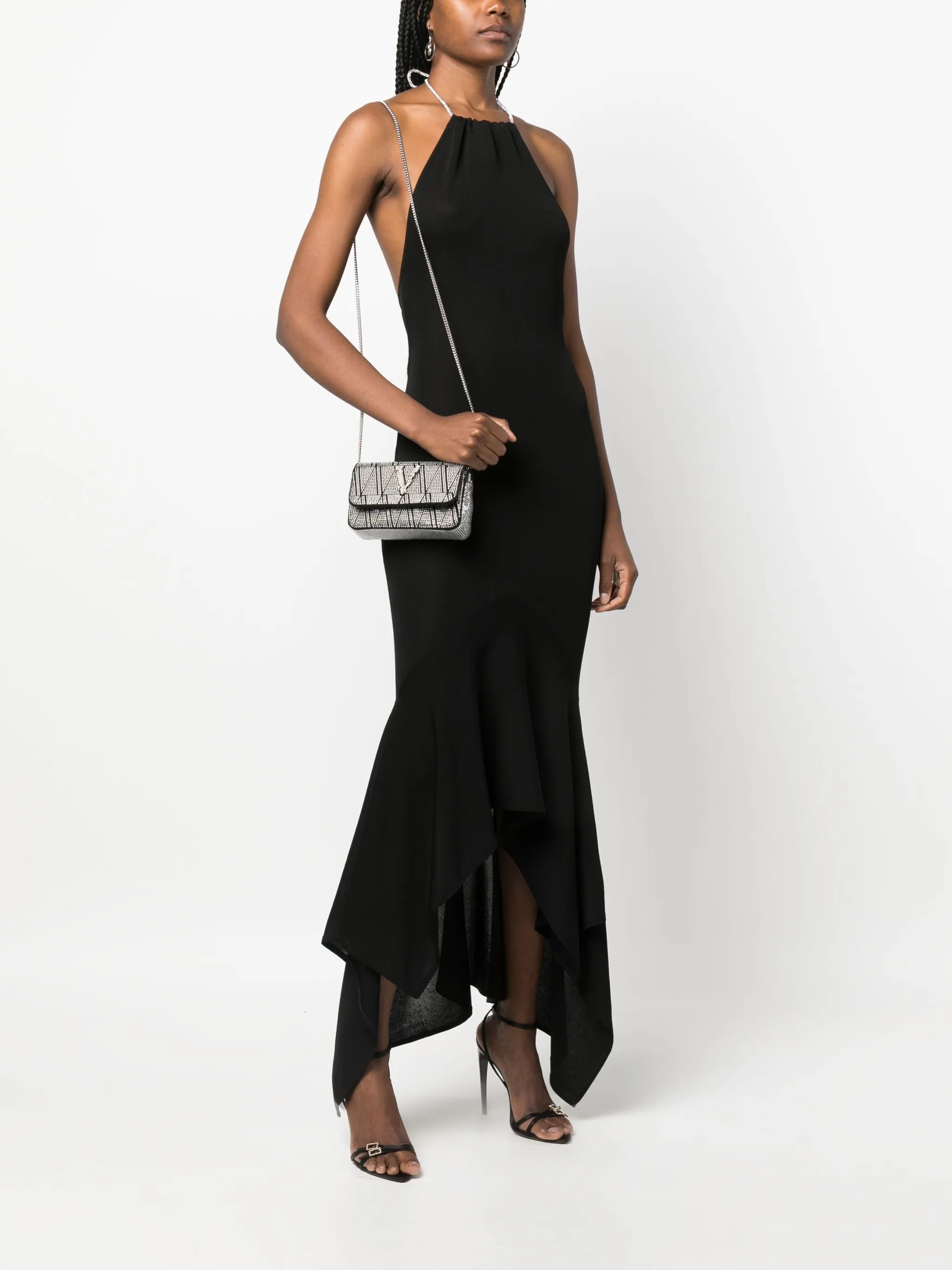 Virtus crystal-embellished leather shoulder bag