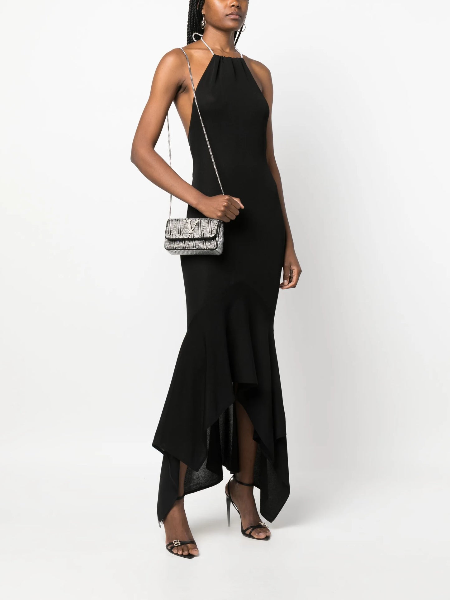 Virtus crystal-embellished leather shoulder bag