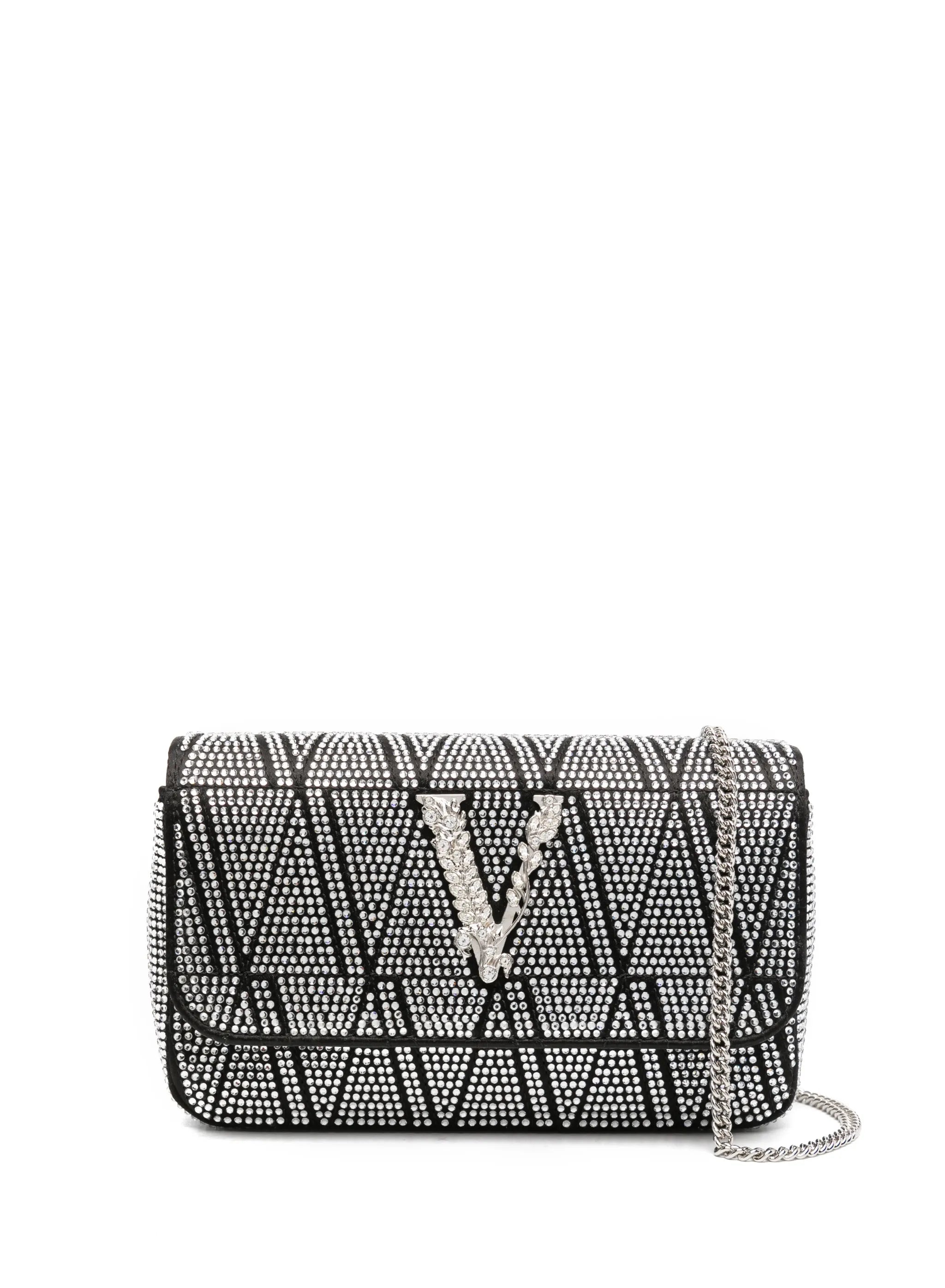 Virtus crystal-embellished leather shoulder bag