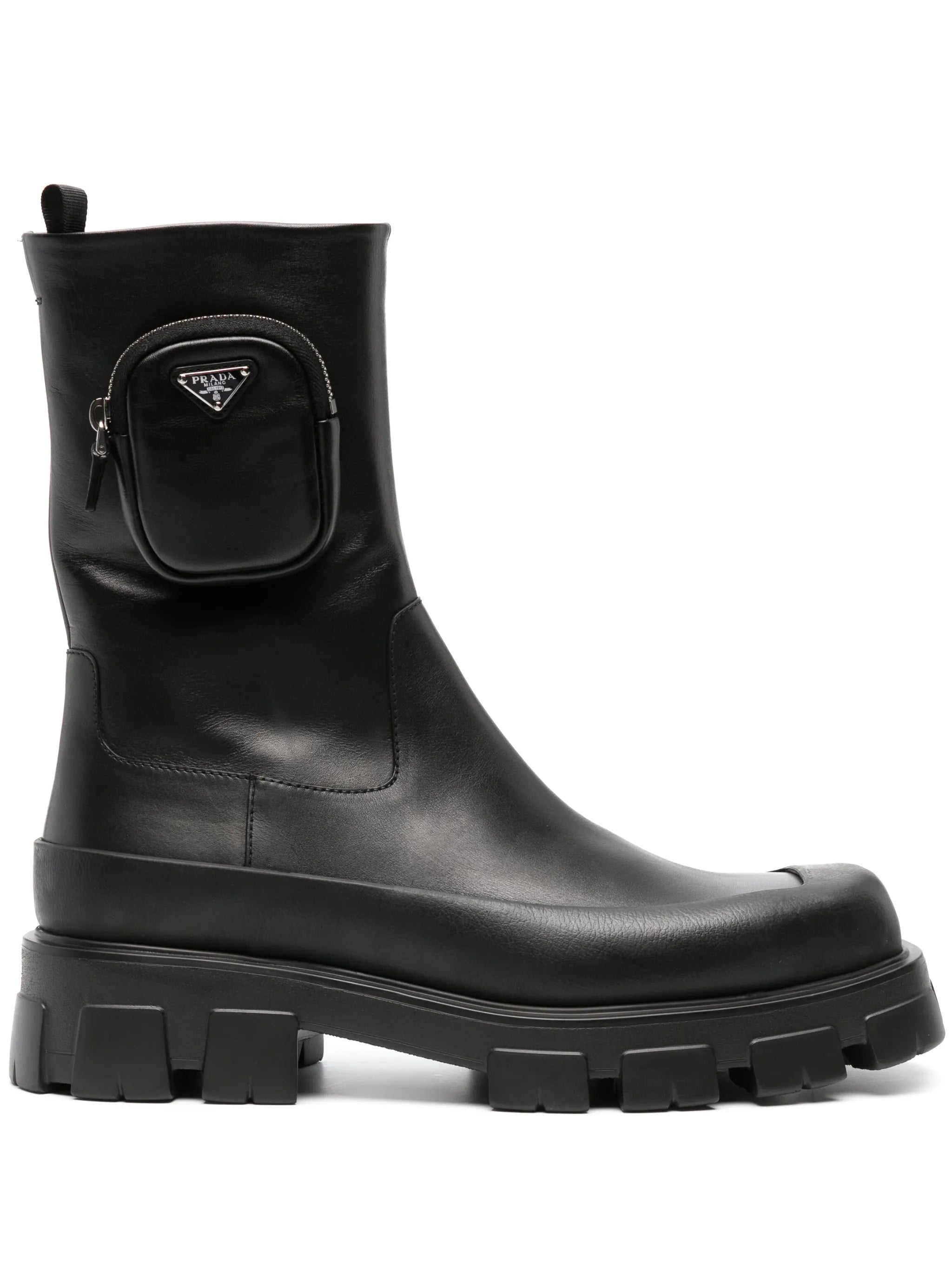 Cobblestone pouch-detail leather boots