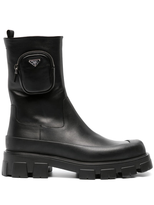 Cobblestone pouch-detail leather boots