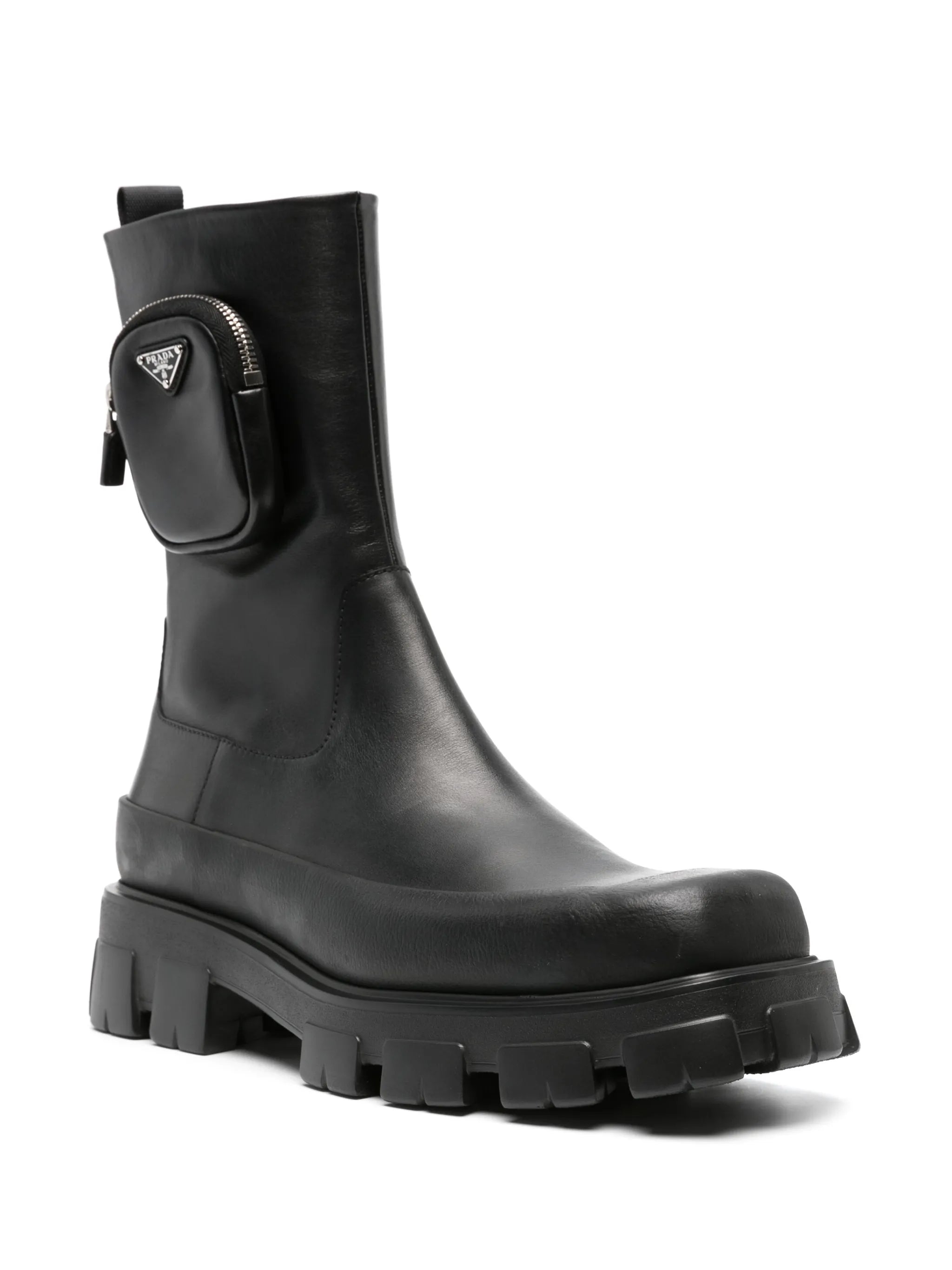 Cobblestone pouch-detail leather boots